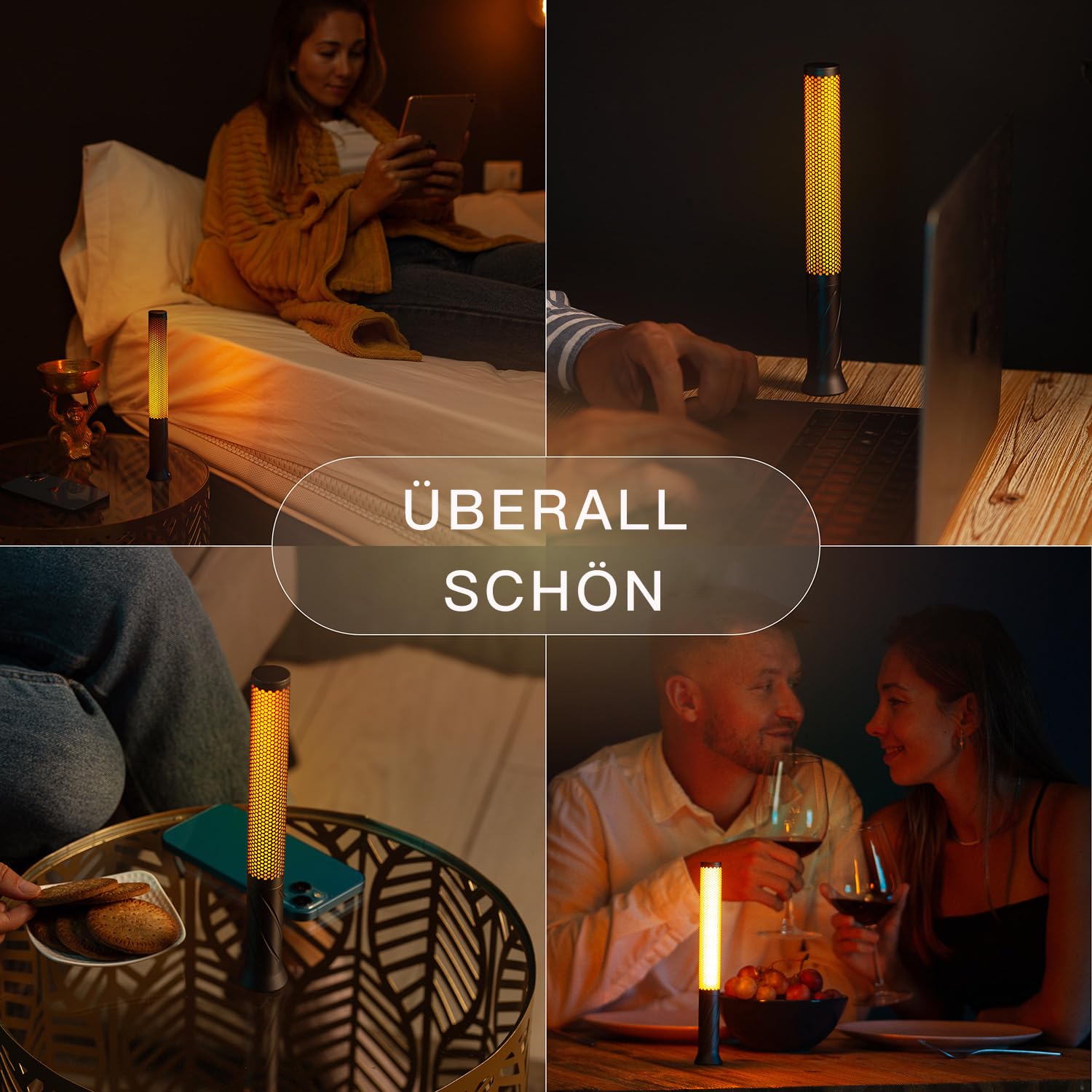 Phonar LED Tischlampe kabellos dimmbar warm 2600mAh grau