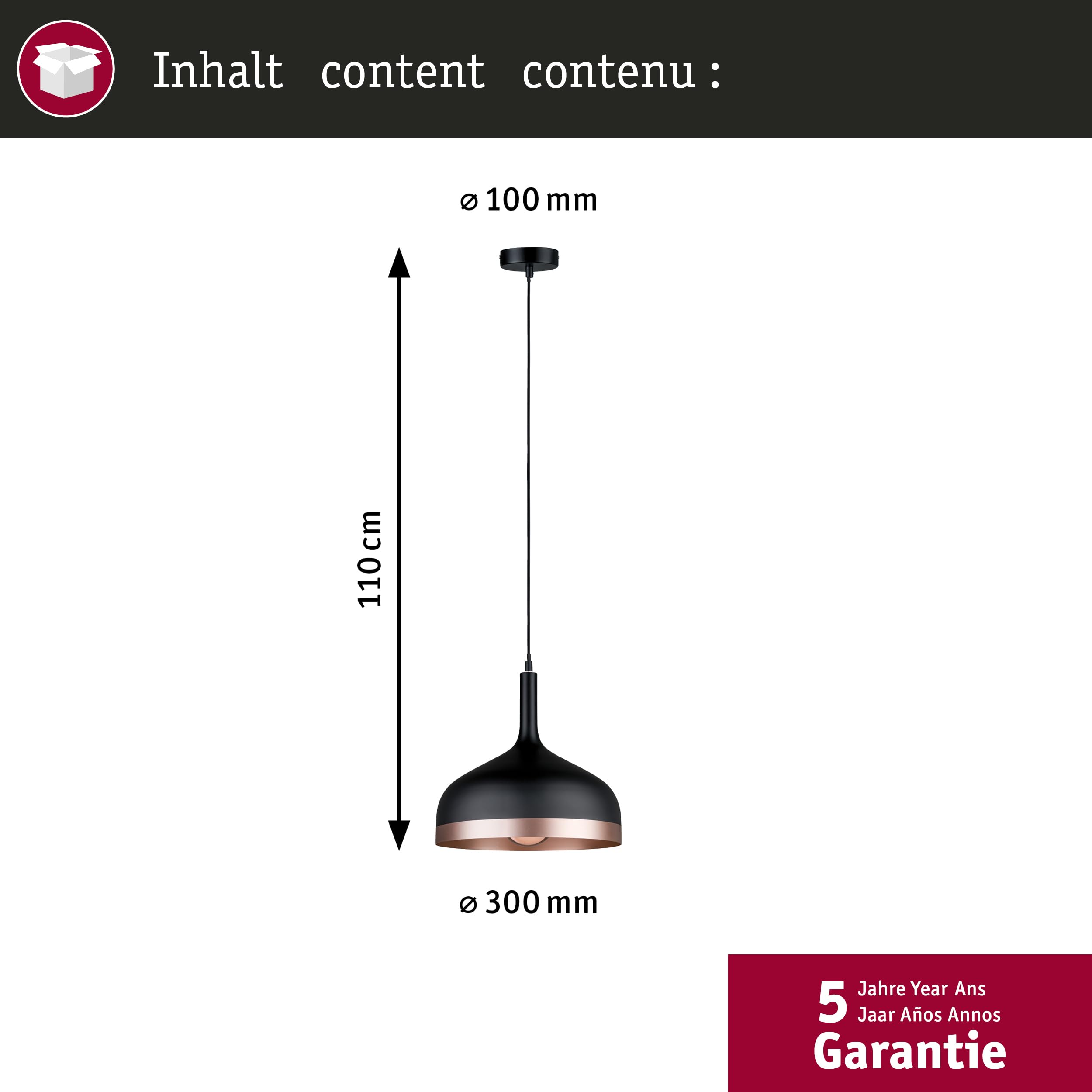 Paulmann Neordic Embla 79629 Pendelleuchte Schwarz-Kupfer