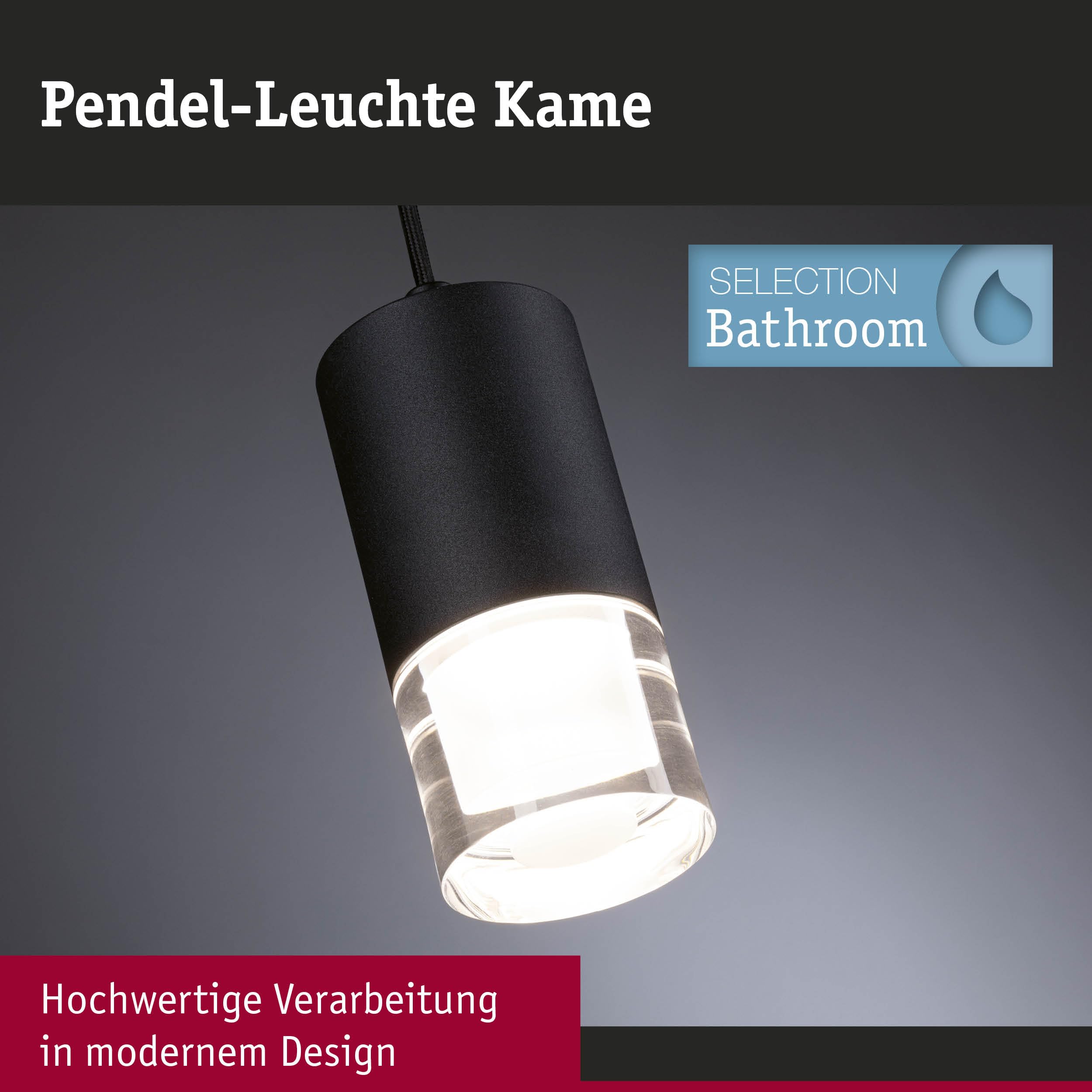 Paulmann Kame 79997 Pendelleuchte IP44 Schwarz 3000K 700lm