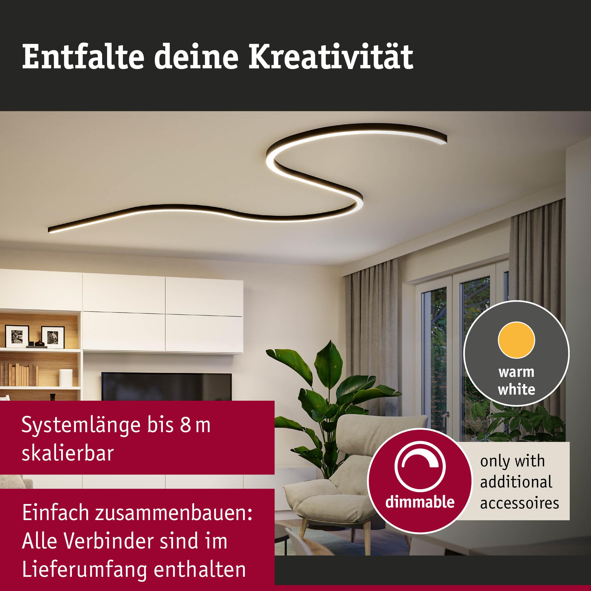 Paulmann Linion Lichtkanal 90° Signalschwarz 3000K