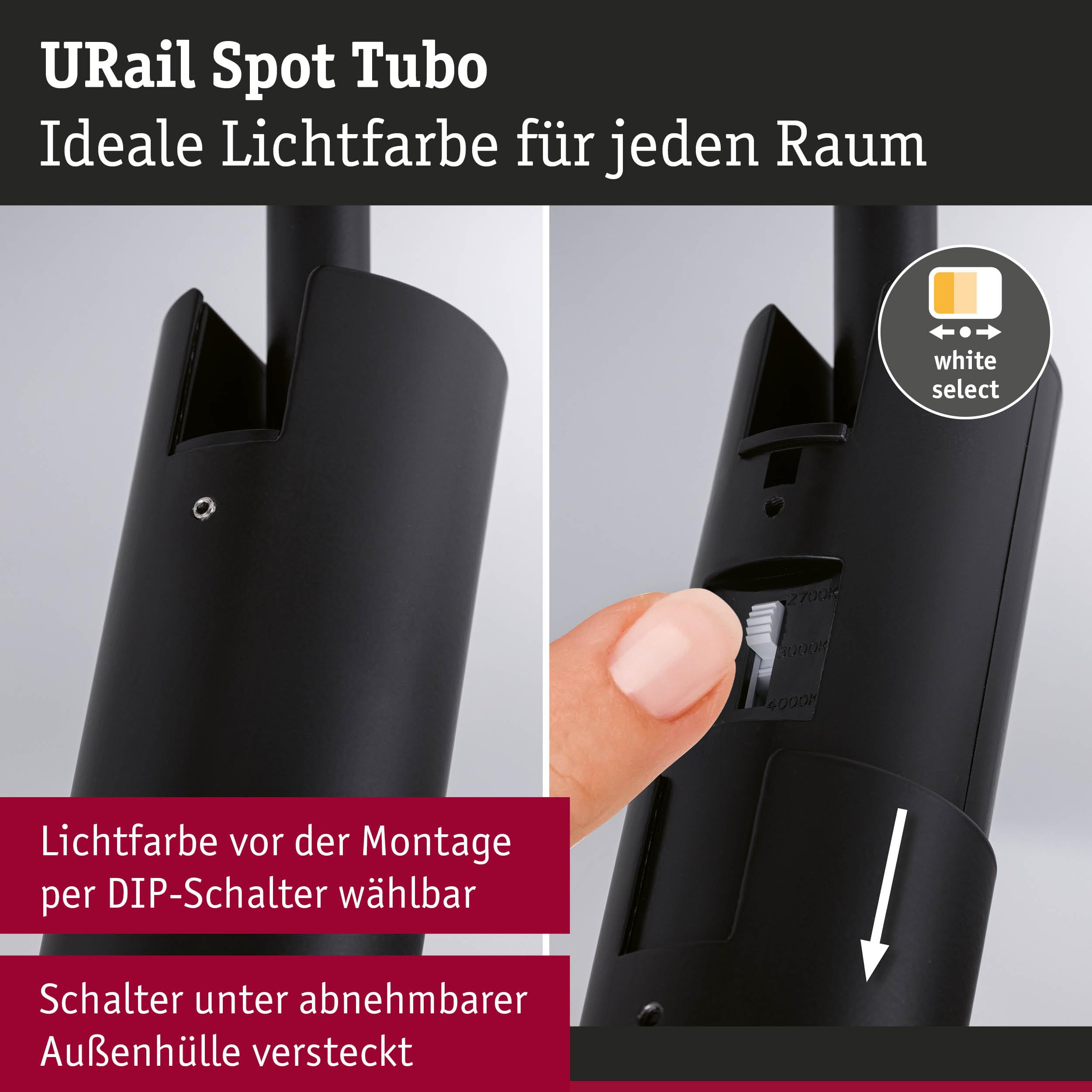 Paulmann URail Tubo Schienenspot 4W schwarz matt