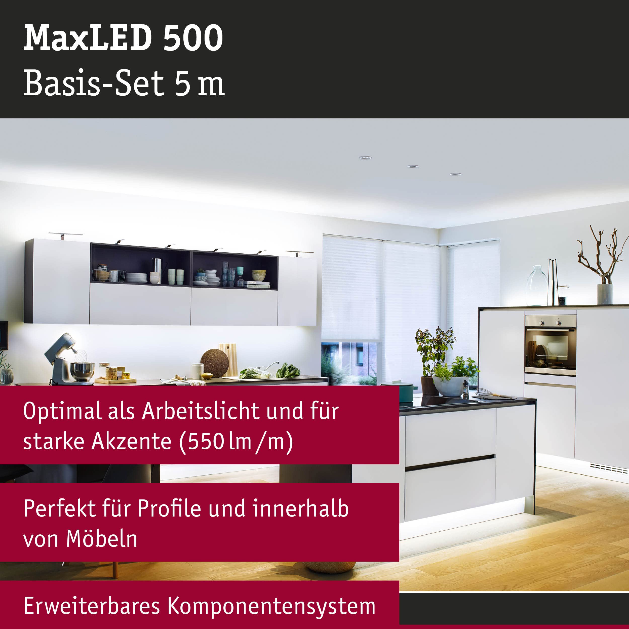 Paulmann MaxLED 500 Basisset LED Strip Silber