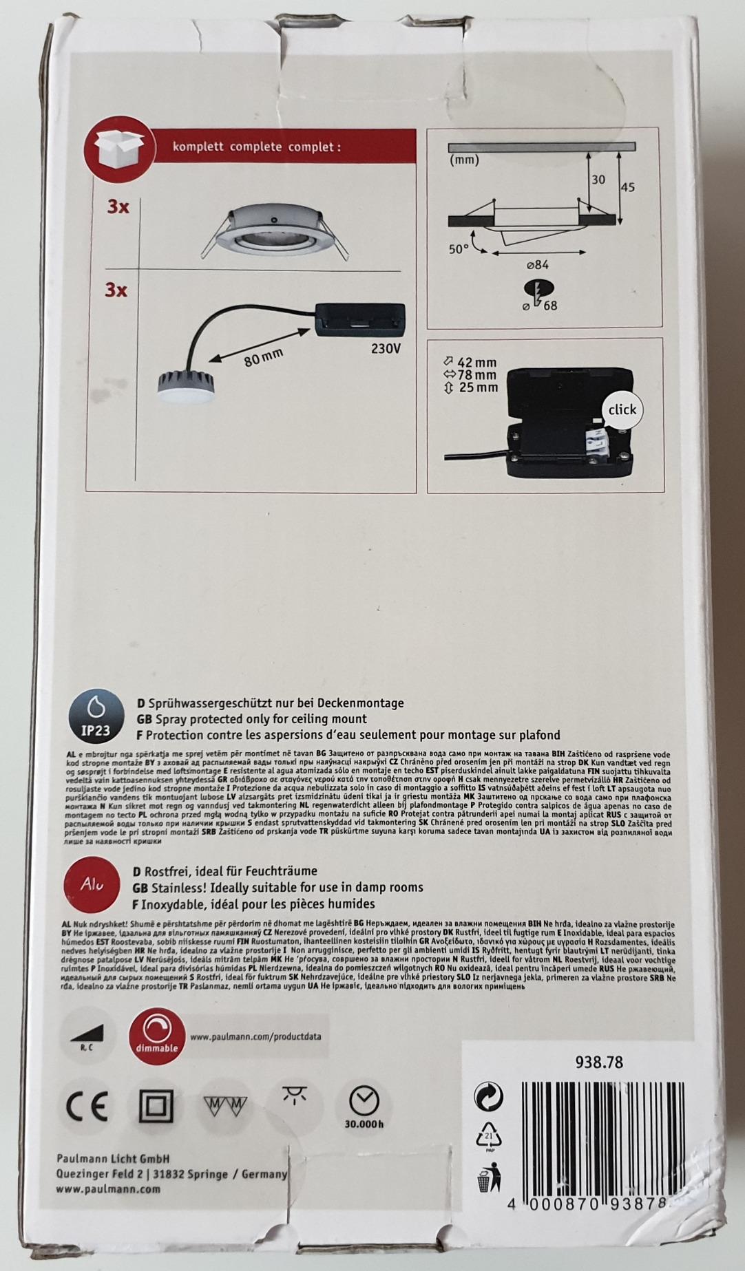 Paulmann Premium Coin Slim Einbauspot 3er-Set dimmbar