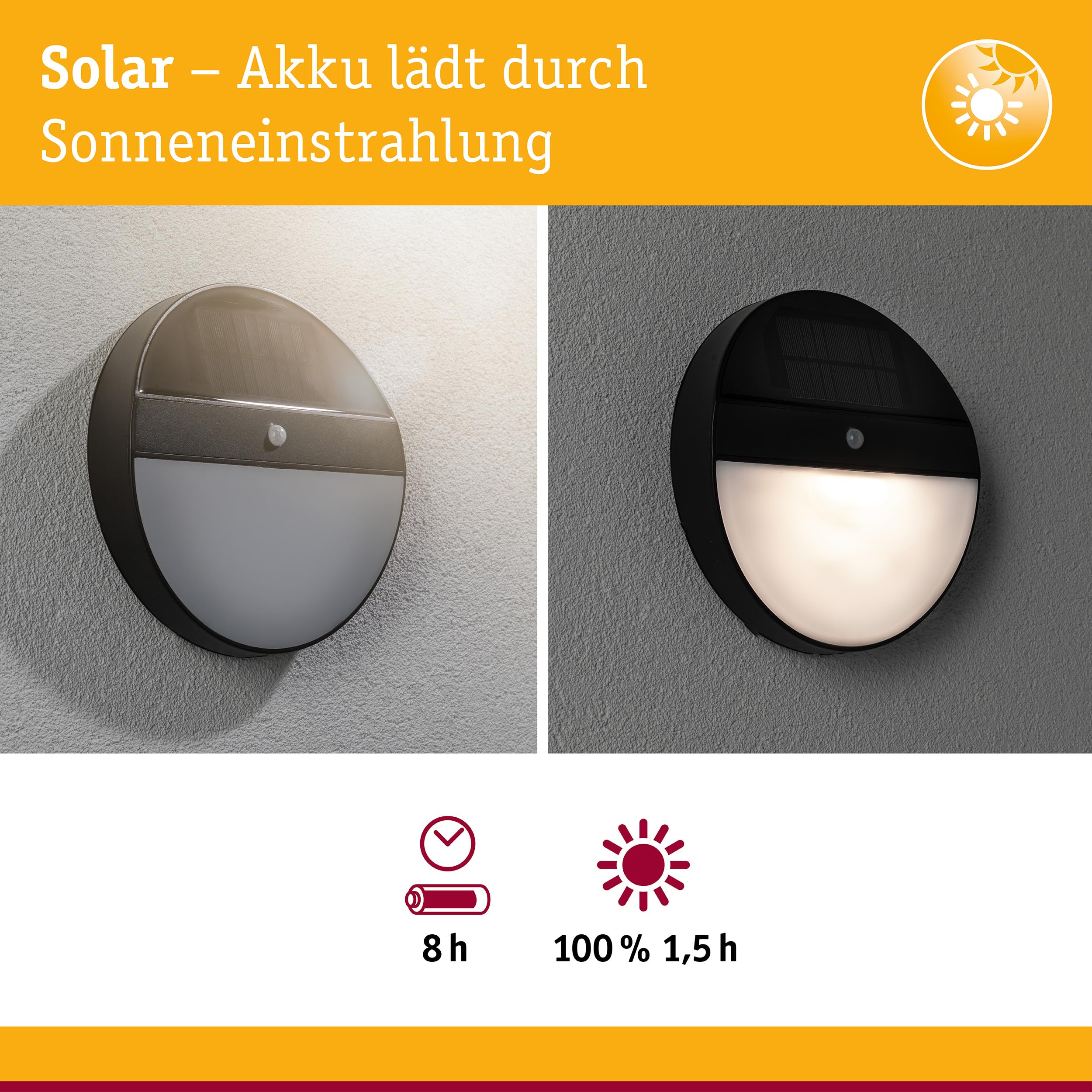 Paulmann Helena Solar Wandleuchte LED 3000K IP44