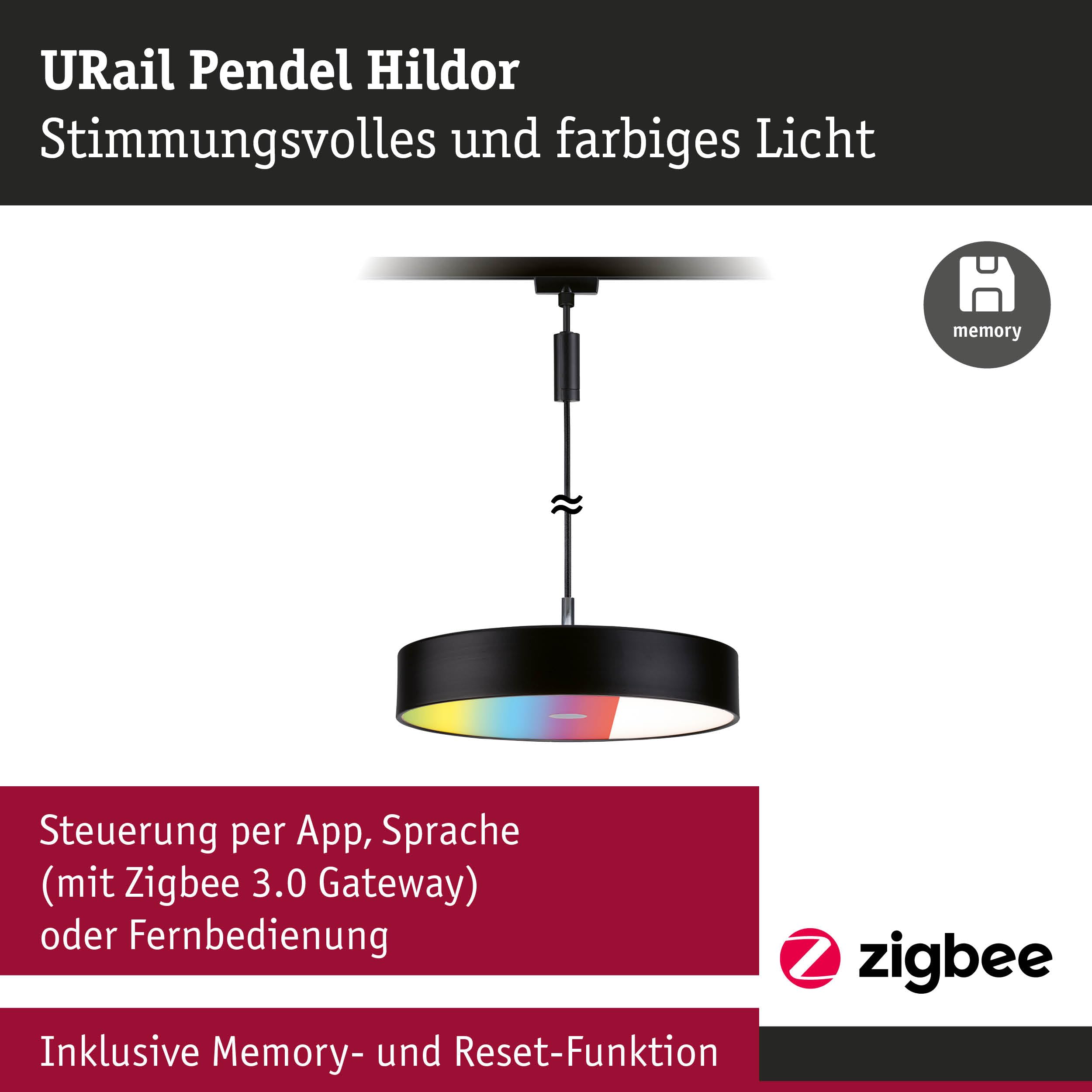 Paulmann URail 95681 Hildor Pendel Schwarz matt RGBW