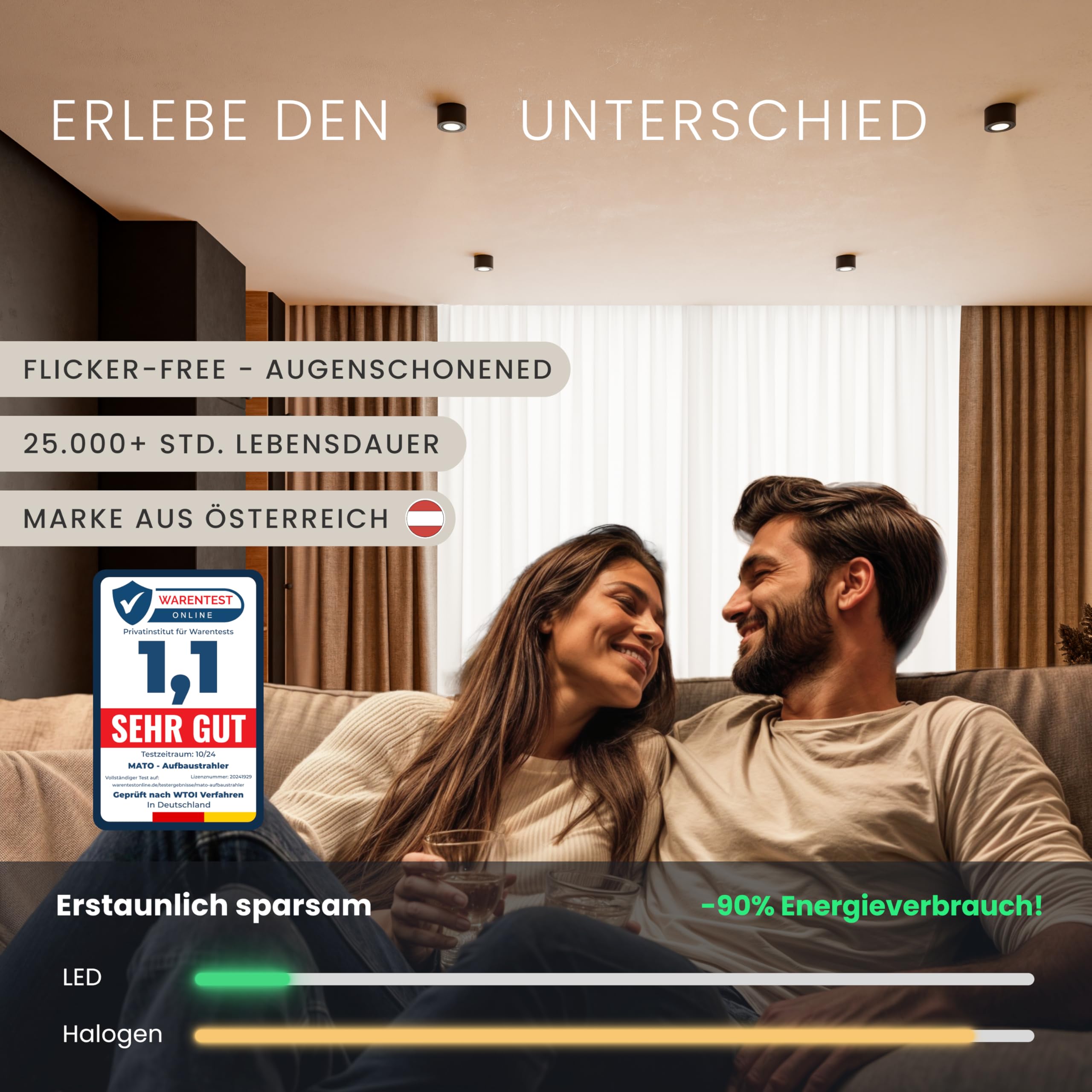 MATO Aufbaustrahler Ø80 schwarz 5W 3 Lichtfarben