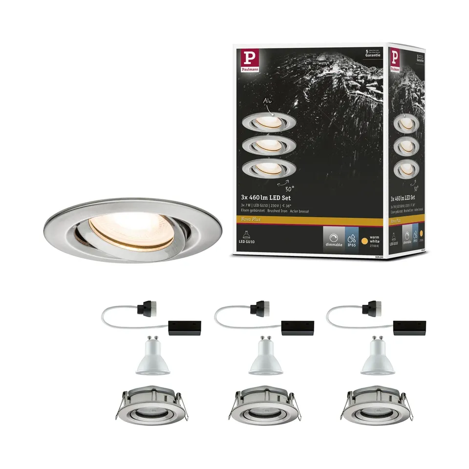Paulmann EBL Einbaustrahler Set 3er IP65 GU10 eisen