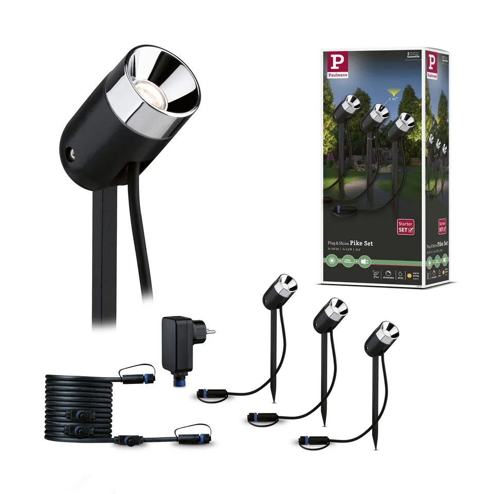 Paulmann Plug & Shine Pike 94242 LED Gartenstrahler Basisset 3000K
