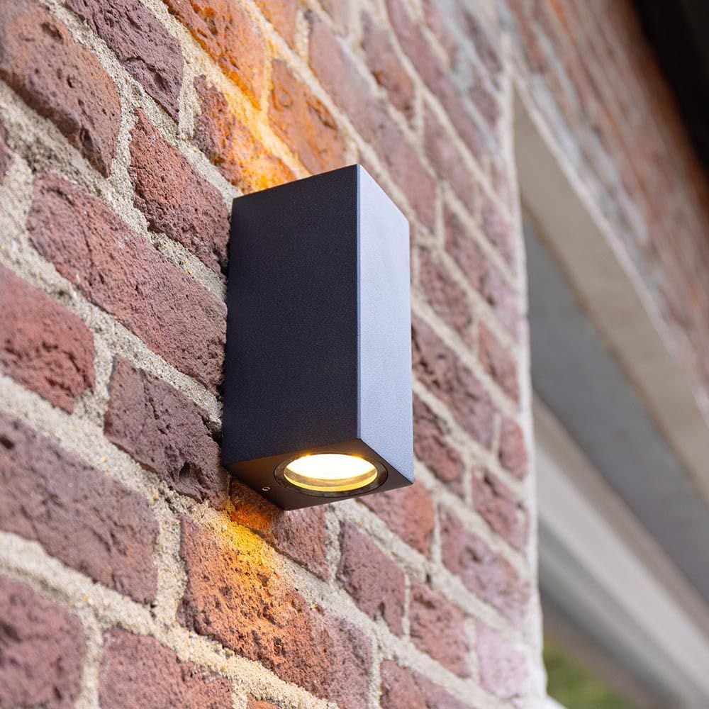 Hoftronic Selma Außenwandleuchte schwarz IP65 2xGU10