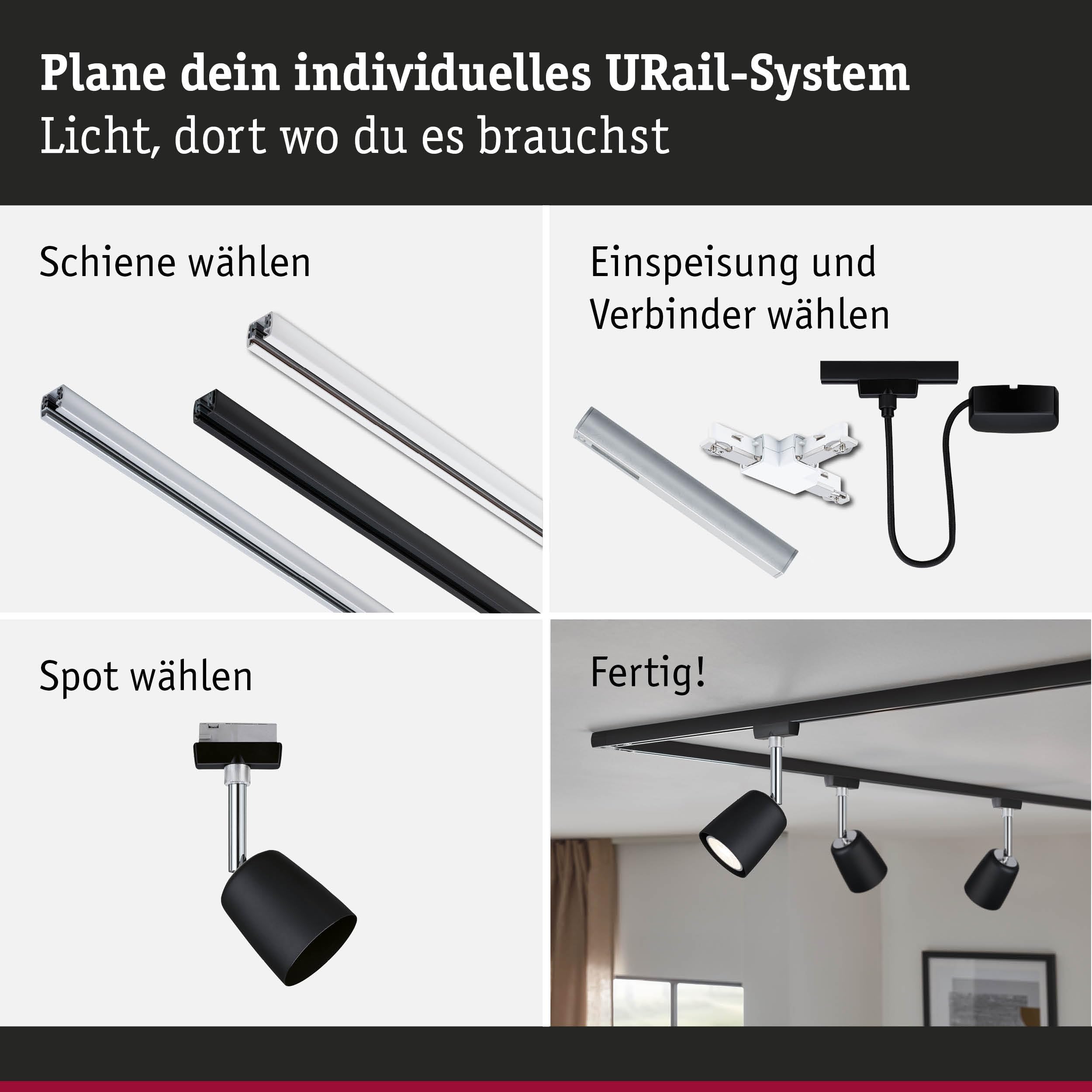 Paulmann URail 5244 Schienenspot Cover Starterset GU10 Schwarz