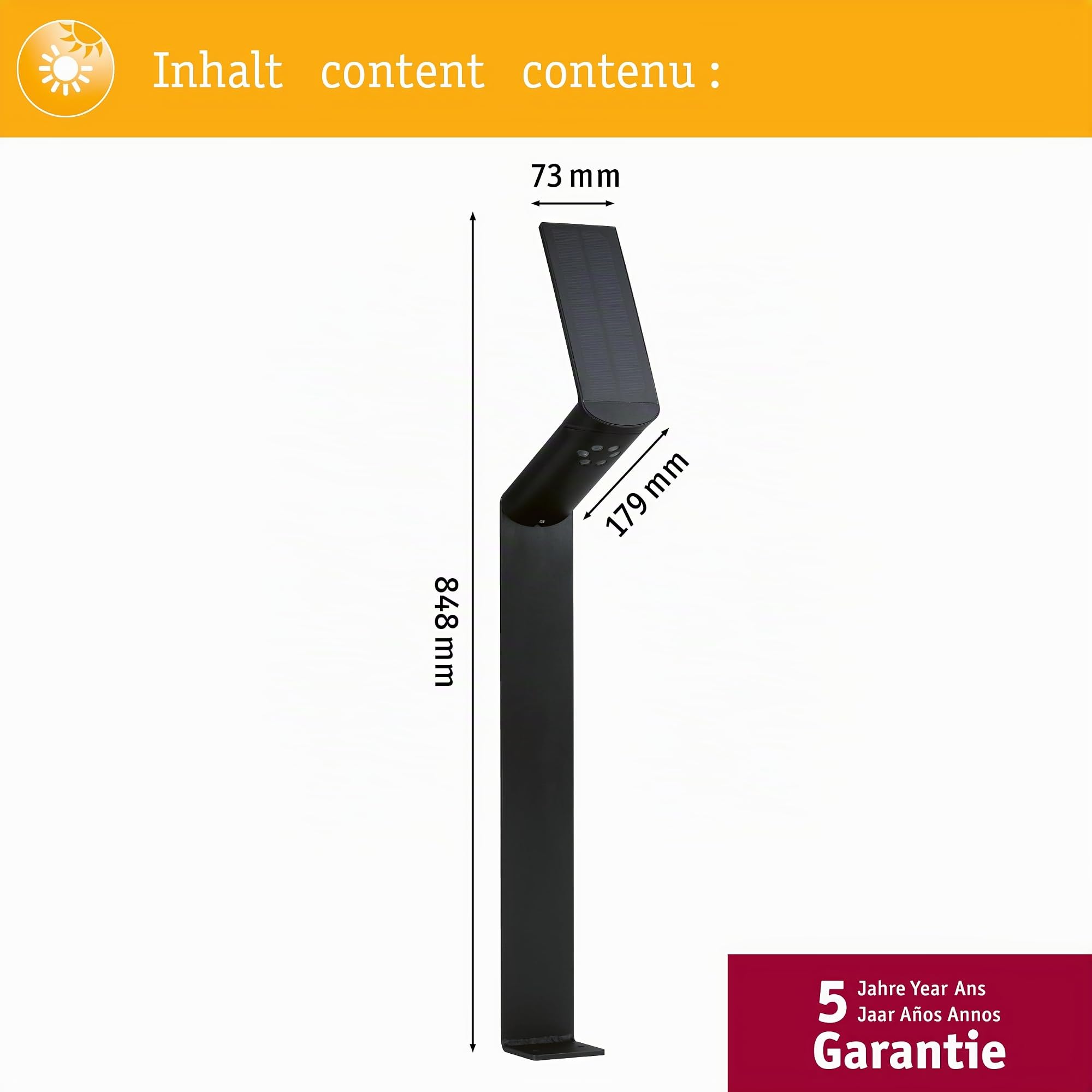 Paulmann 94262 Ilias Solar Pollerleuchte anthrazit 3000K