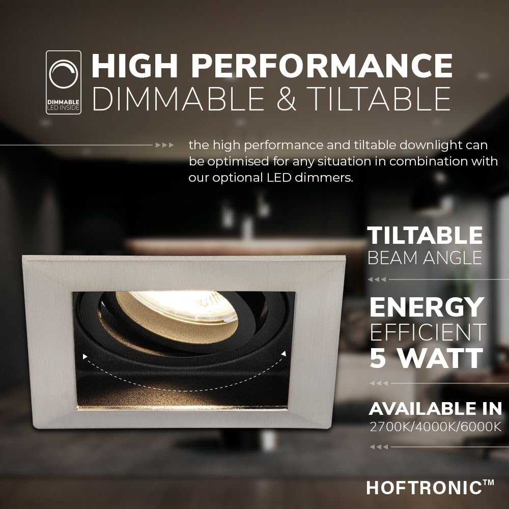 Hoftronic Durham LED Einbaustrahler eckig 4000K schwenkbar