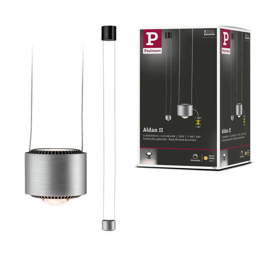 Paulmann Aldan II 79786 Pendelleuchte Schwarz LED 2700K dimmbar