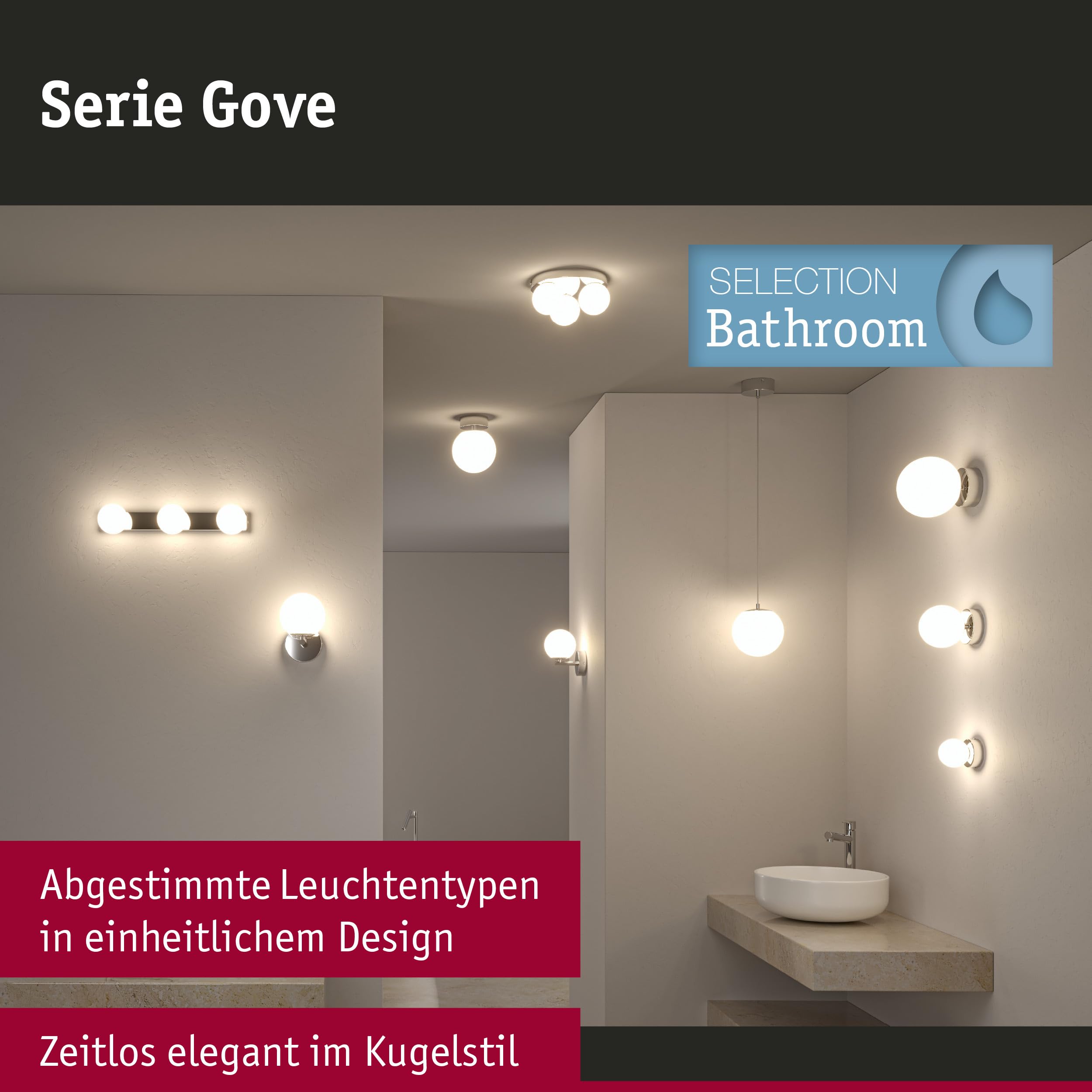 Paulmann Selection Bathroom Gove 71062 Deckenleuchte 3er Chrom IP44