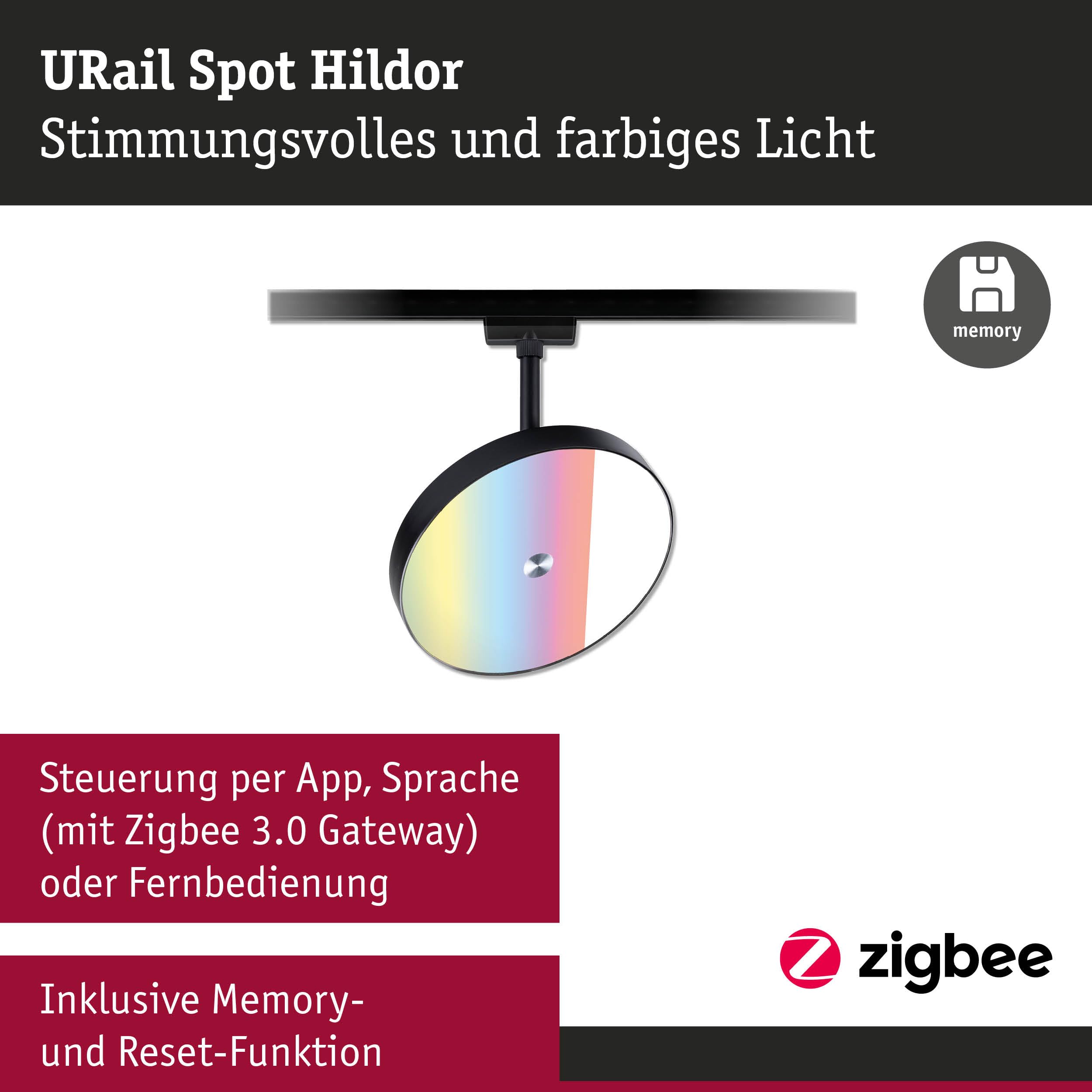 Paulmann URail 95690 Hildor Spot Schwarz matt RGBW