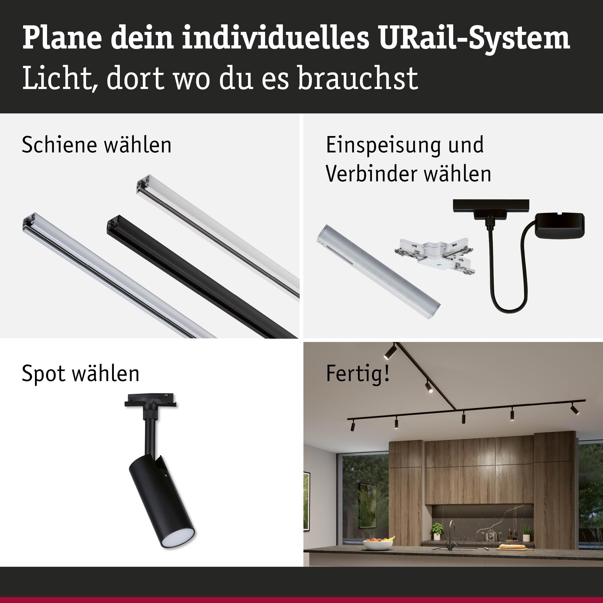 Paulmann URail Tubo Schienenspot 4W schwarz matt