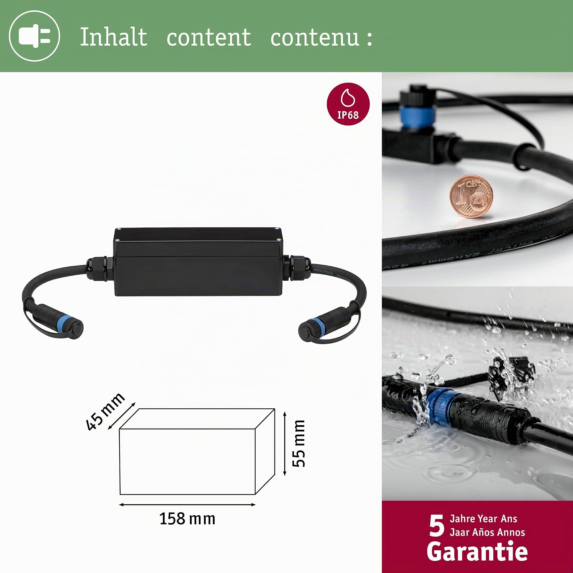 Paulmann Plug & Shine Connection Box Außenleuchte IP68 weiß