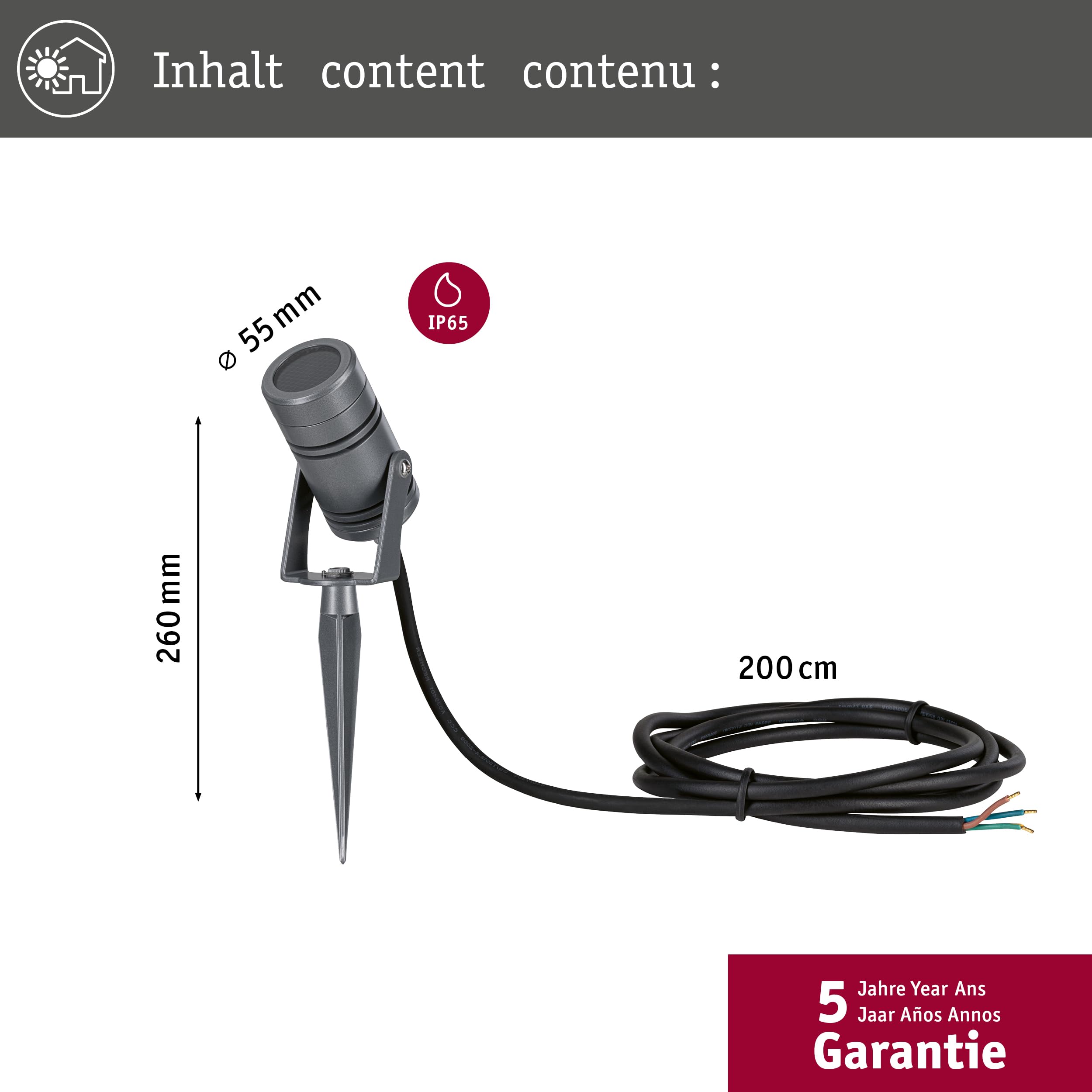 Paulmann Outdoor Gartenstrahler 12W IP65 alu grau