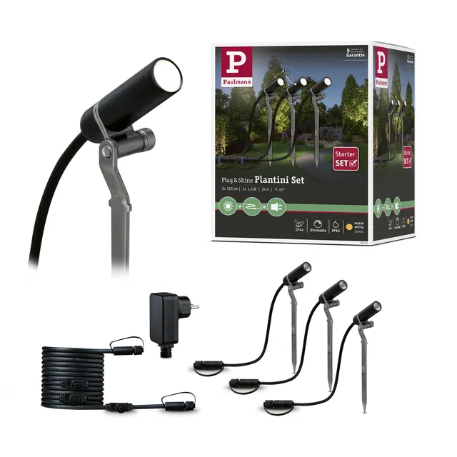 Paulmann Plug & Shine Plantini 94154 Spot Basisset 3er warmweiß