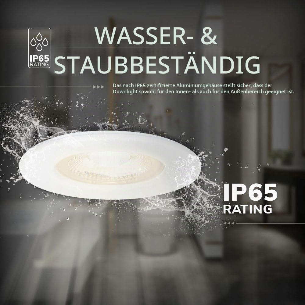 Hoftronic Nola LED-Einbaustrahler weiß 3er-Set IP65