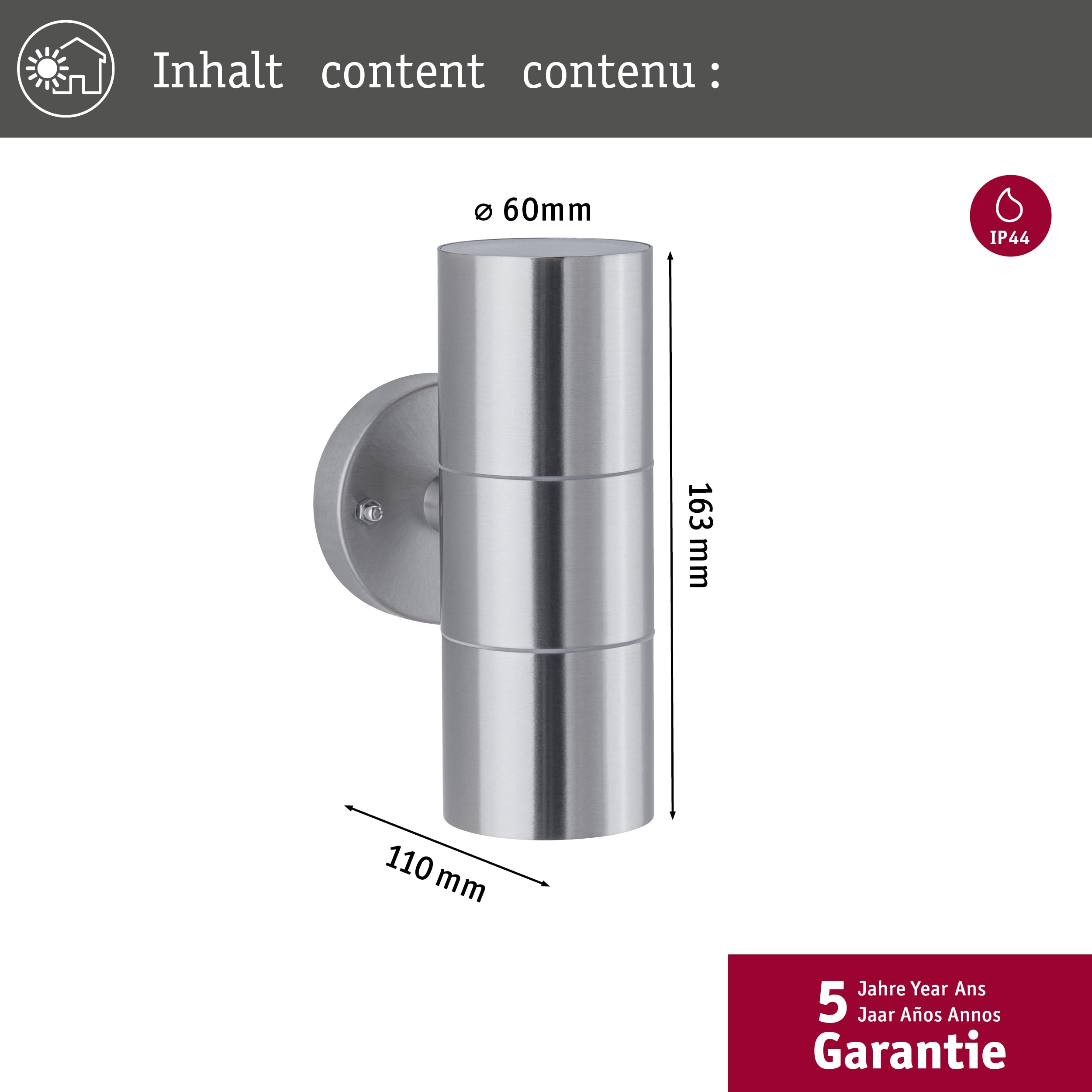 Paulmann Flame 94331 Außenwandleuchte Edelstahl IP44