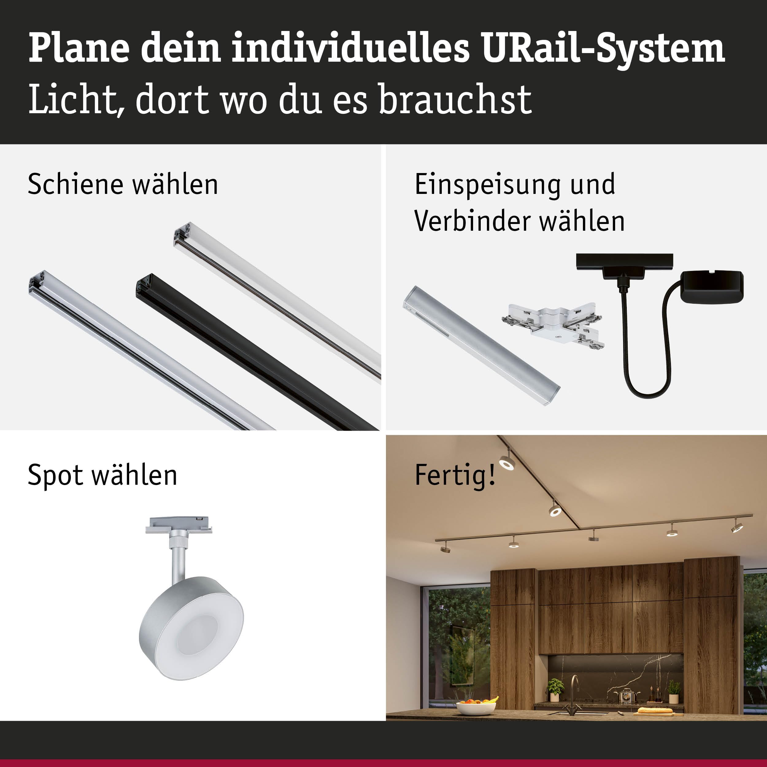 Paulmann URail Circle Schienenspot chrom matt dimmbar