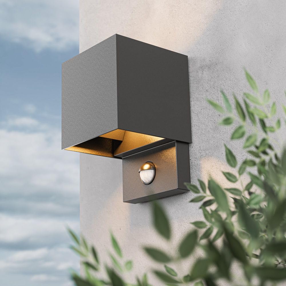 Hoftronic Kansas Wandleuchte außen 7W warmweiß mit Bewegungsmelder