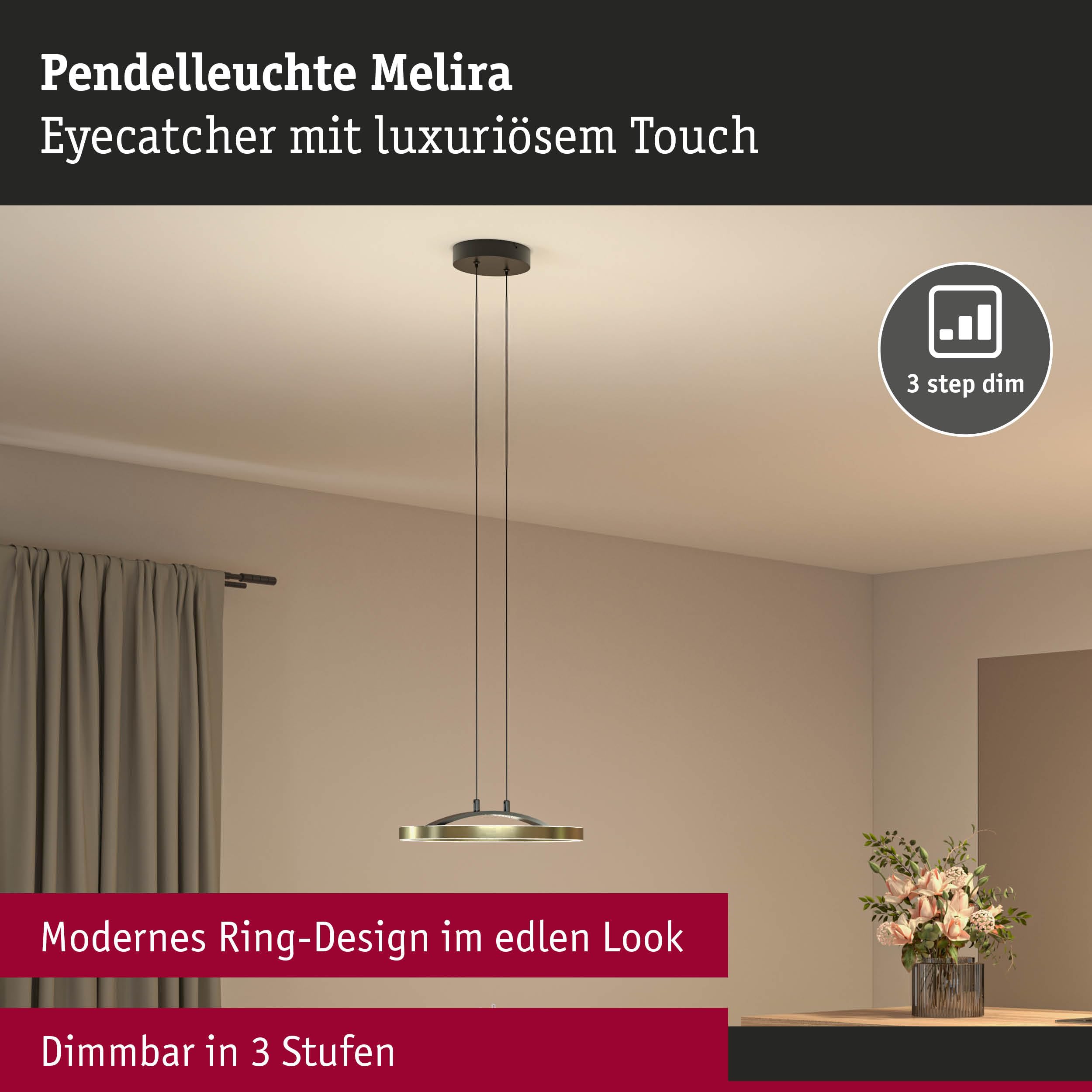 Paulmann Melira 94928 Pendelleuchte Schwarz-Gold 3-Step