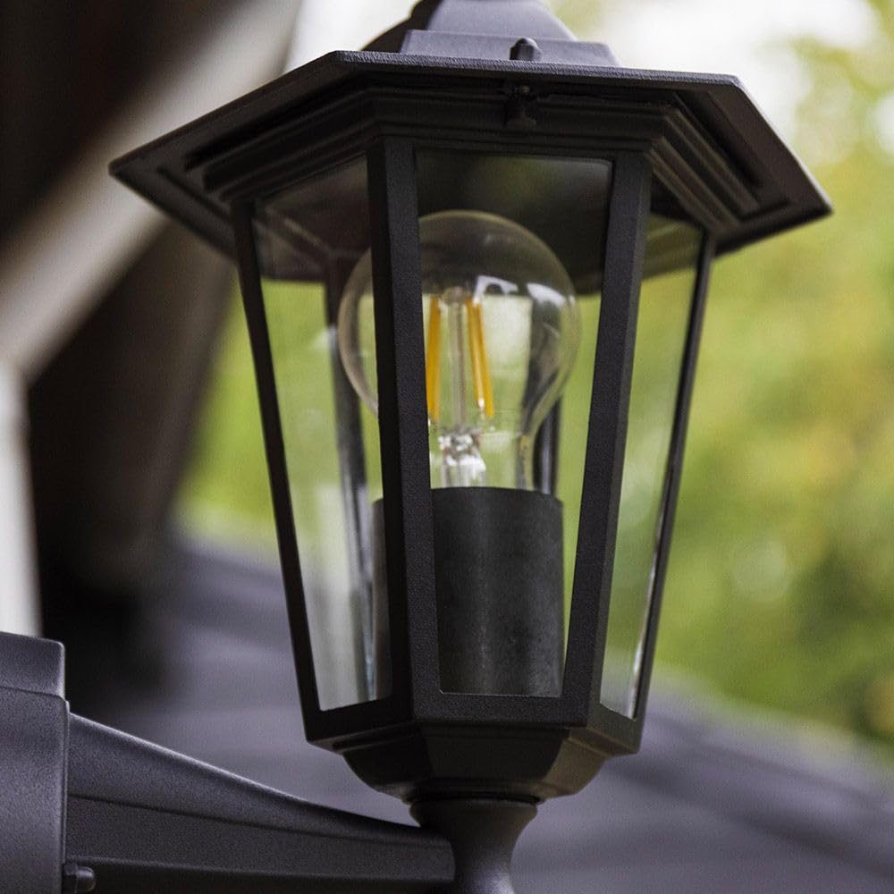 Hoftronic Huron Wandleuchte außen E27 schwarz mit Sensor