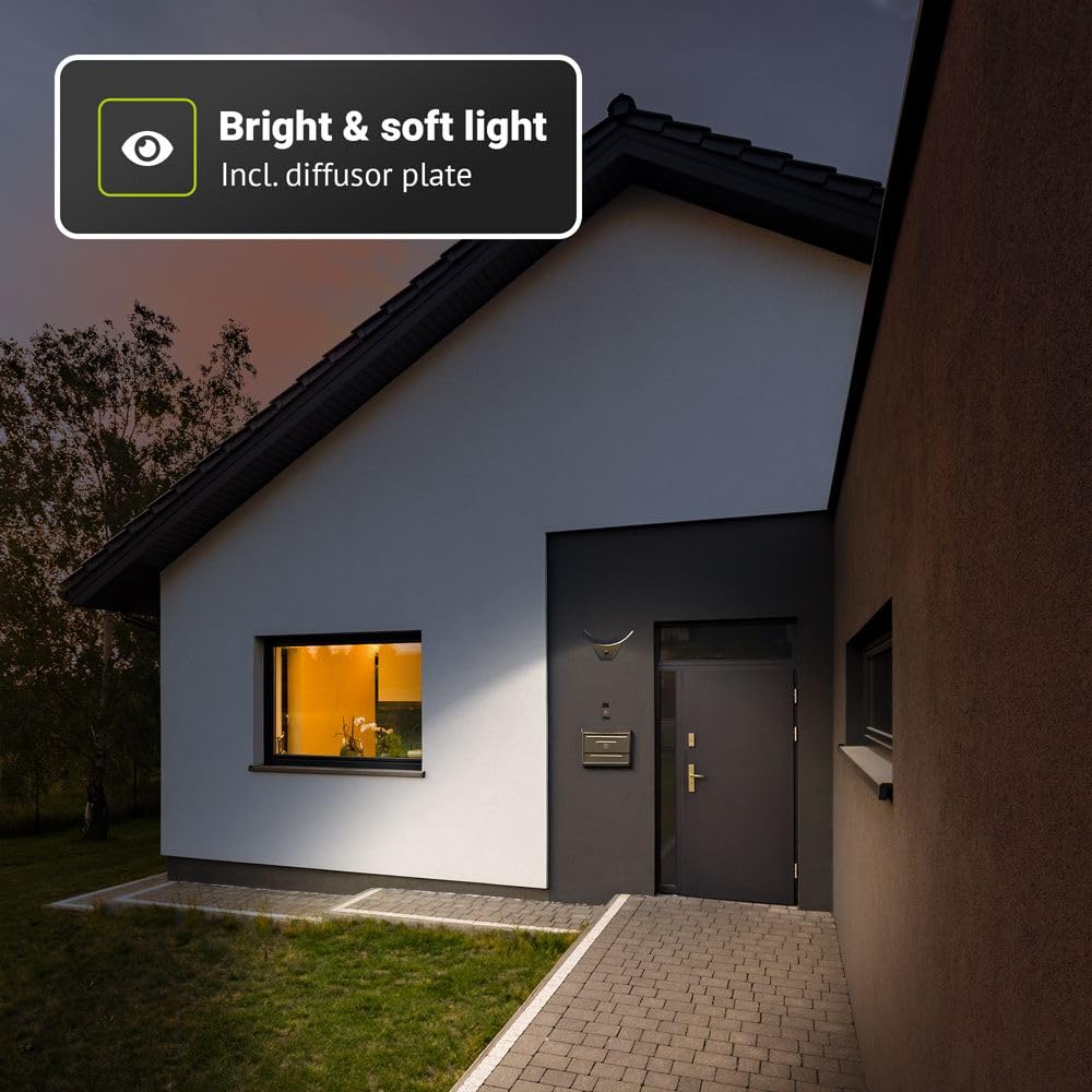 Hoftronic Leeds Wandleuchte außen Sensor schwarz 780lm