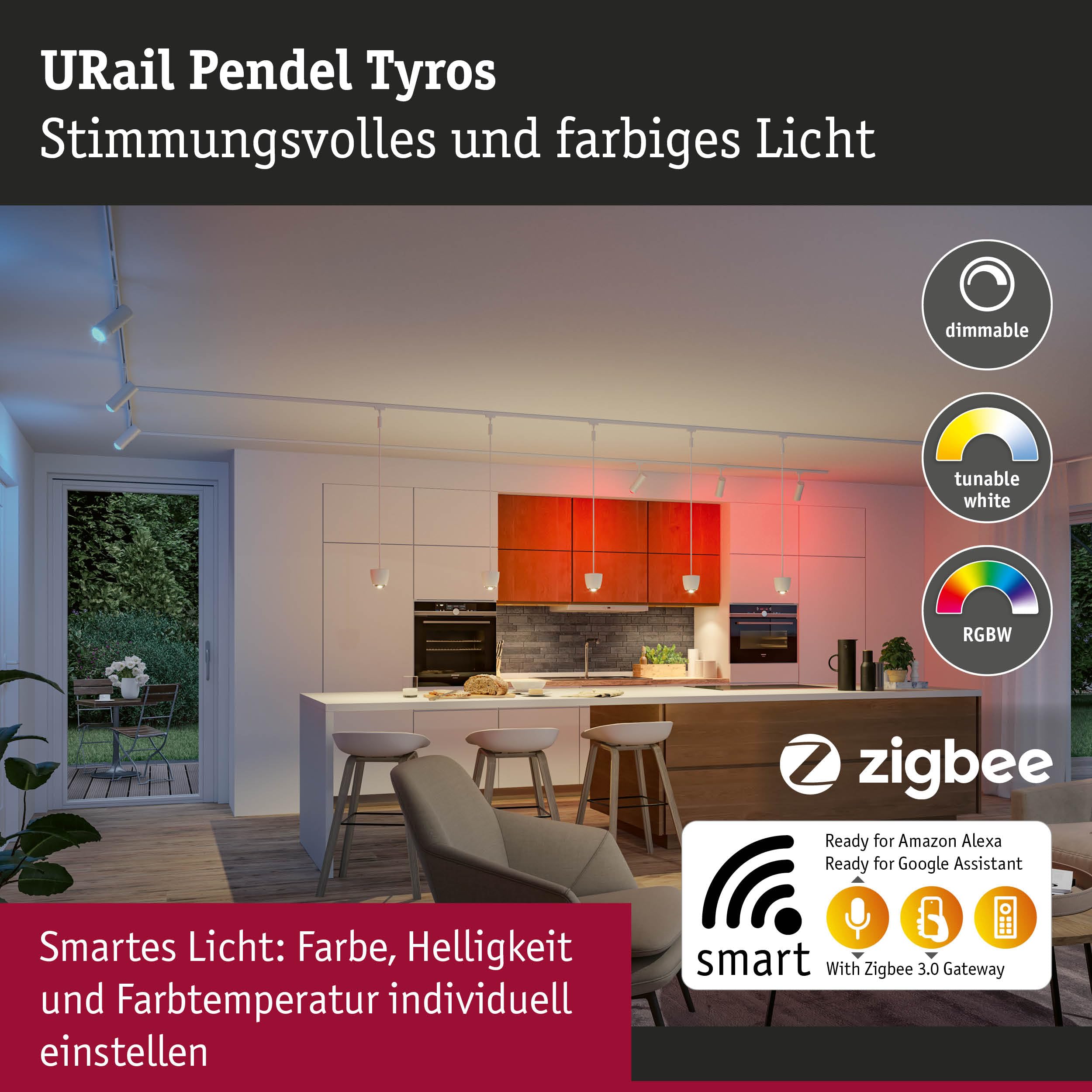 Paulmann URail 95683 Tyros Pendel Signalweiß RGBW