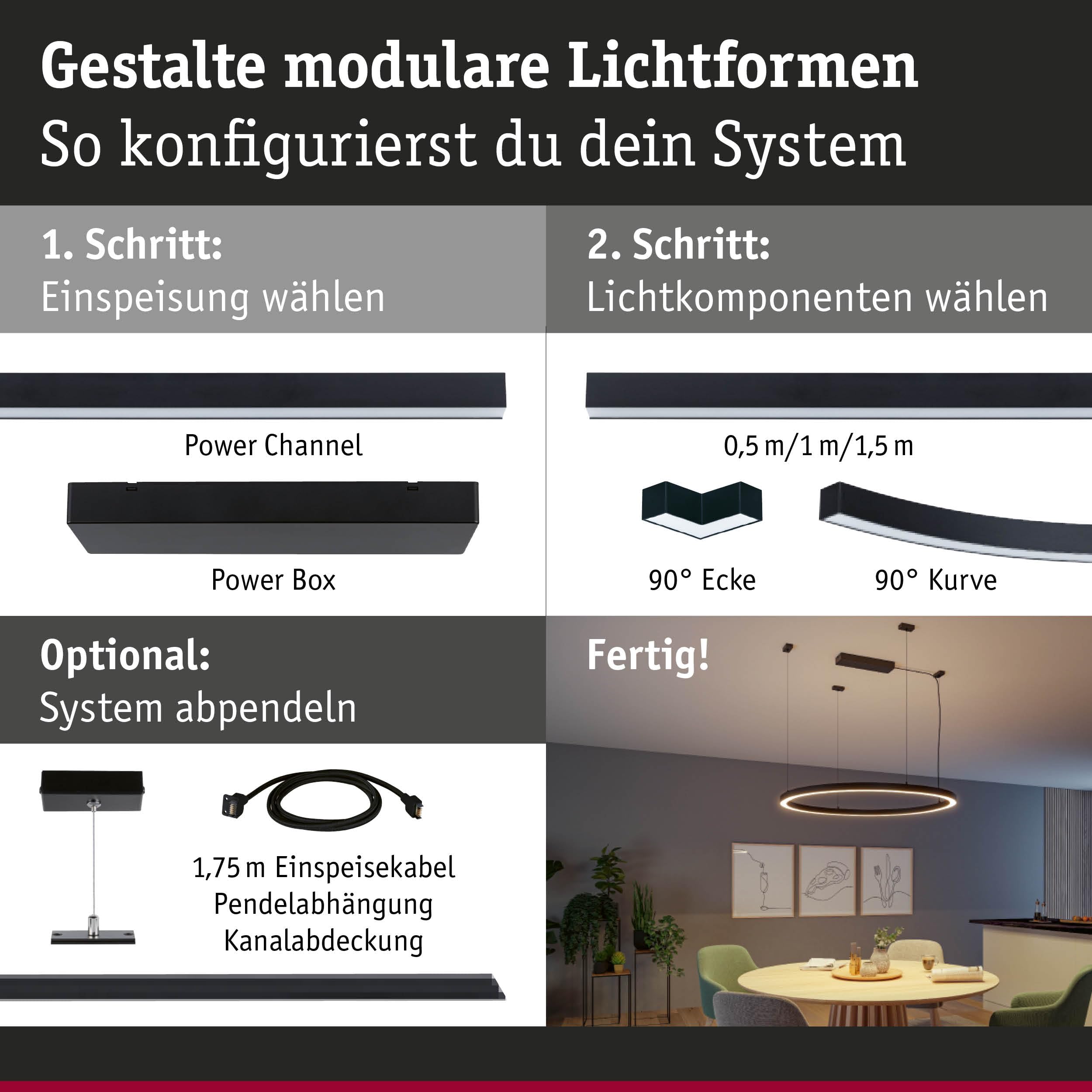 Paulmann Linion 98187 Seilabhängung 1,5m schwarz