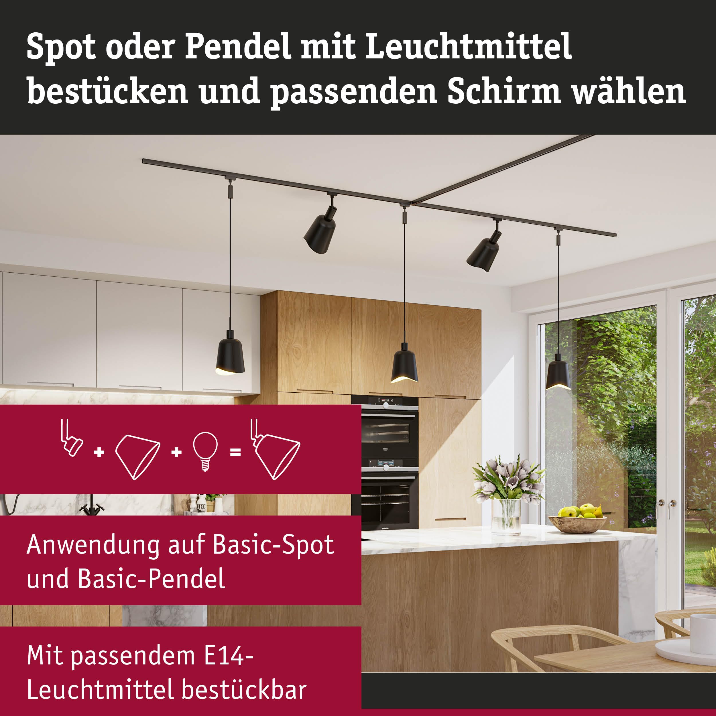 Paulmann URail Alvaro 95604 Schirm Schwarz Gold 144mm
