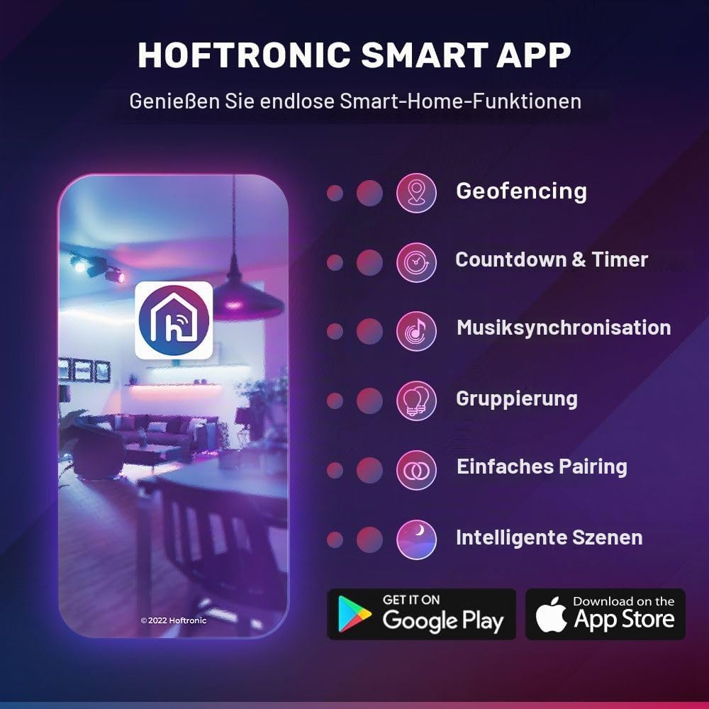 Hoftronic GU10 Smart LED Lampe 6er RGBWW dimmbar