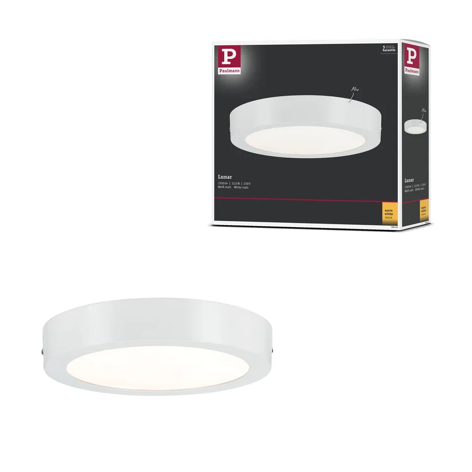 Paulmann Lunar 70642 LED Panel rund 220mm Weiß Matt warmweiß