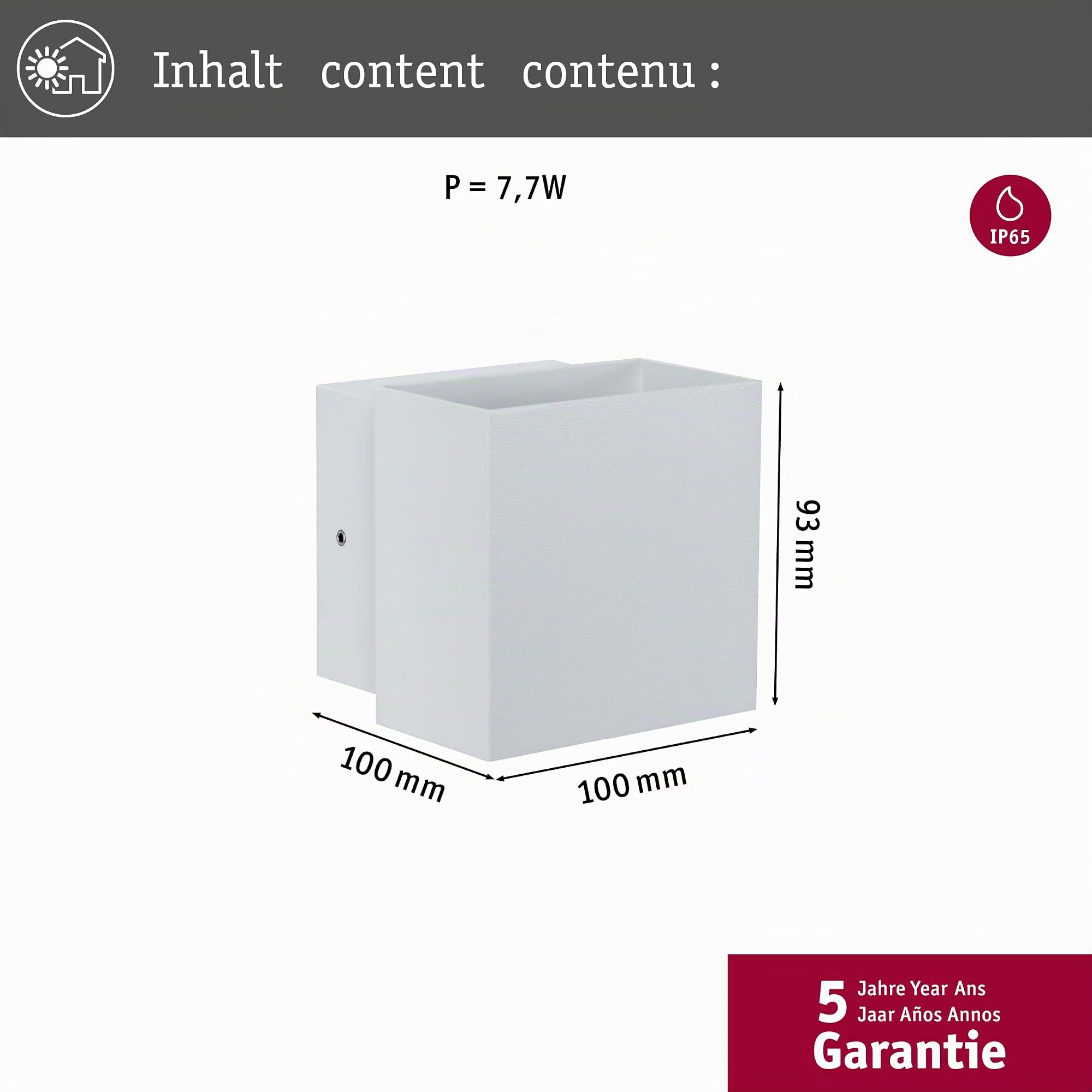 Paulmann Cybo Wandaufbauleuchte LED eckig weiß 2x3W IP65