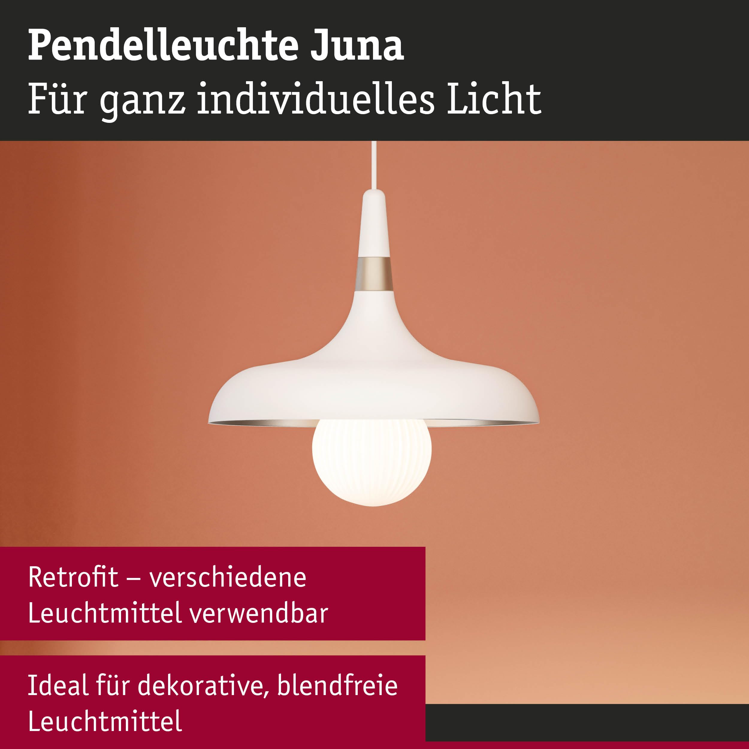 Paulmann Juna 78484 Pendelleuchte E27 Weiß matt dimmbar Metall