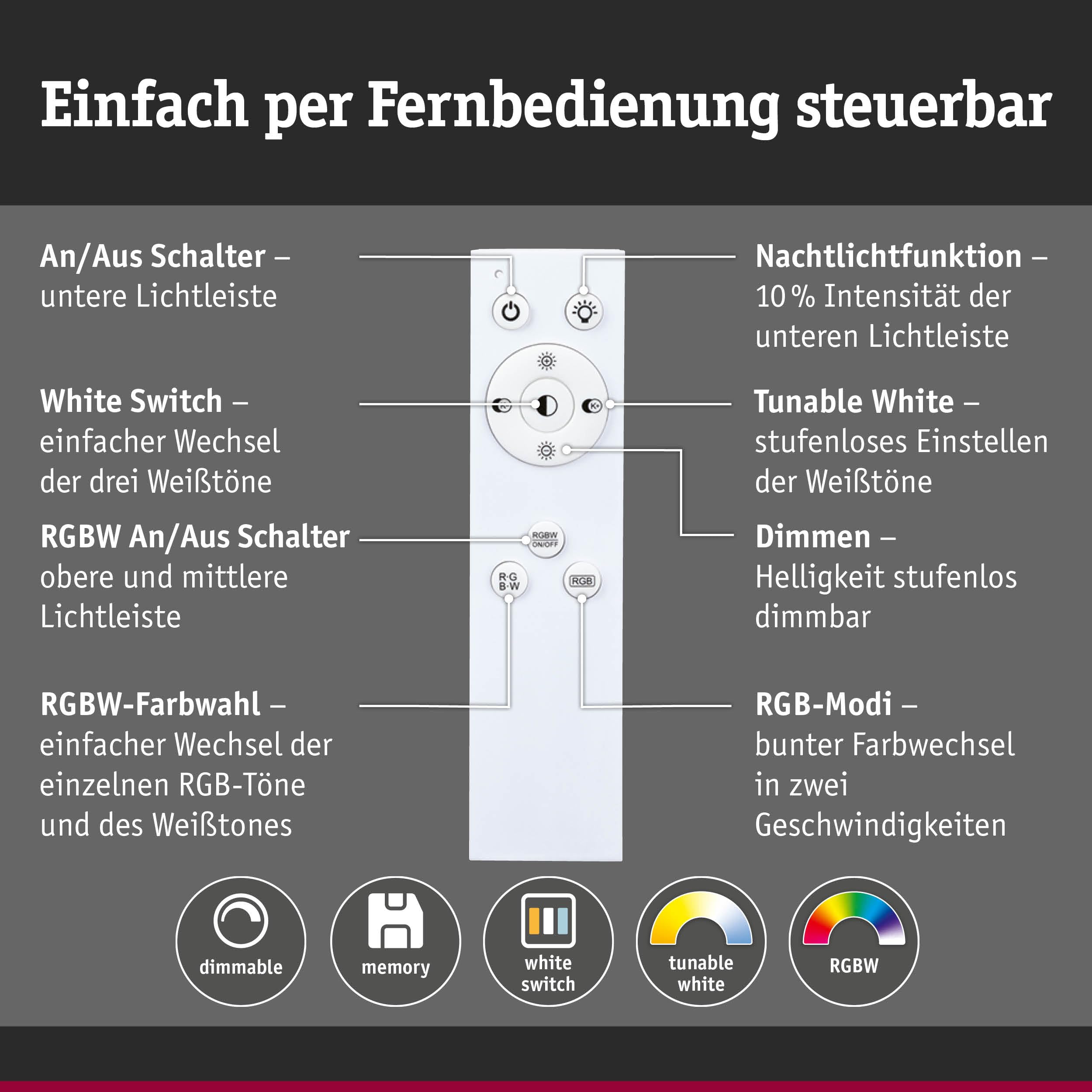 Paulmann Raiko 78474 Pendelleuchte Schwarz RGBW dimmbar
