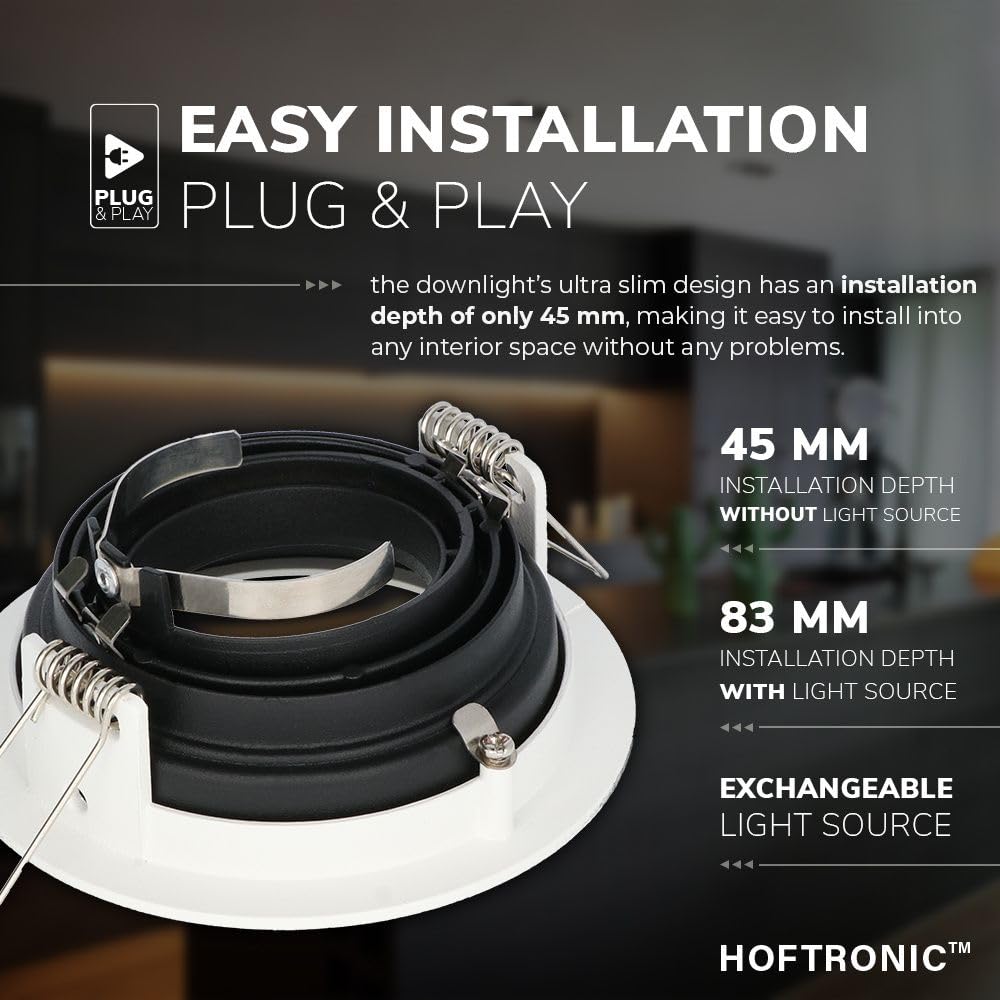 Hoftronic Laredo Einbaustrahler 6er Set Weiß 6500K