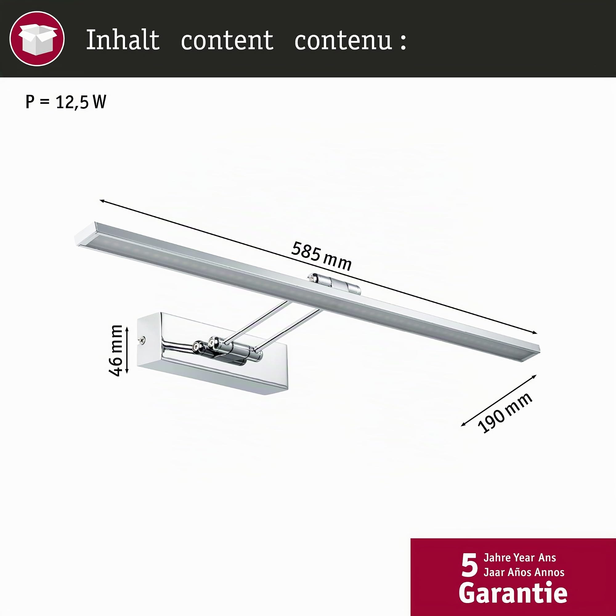 Paulmann Galeria Beam Sixty 99890 LED Bilderleuchte Chrom 11W
