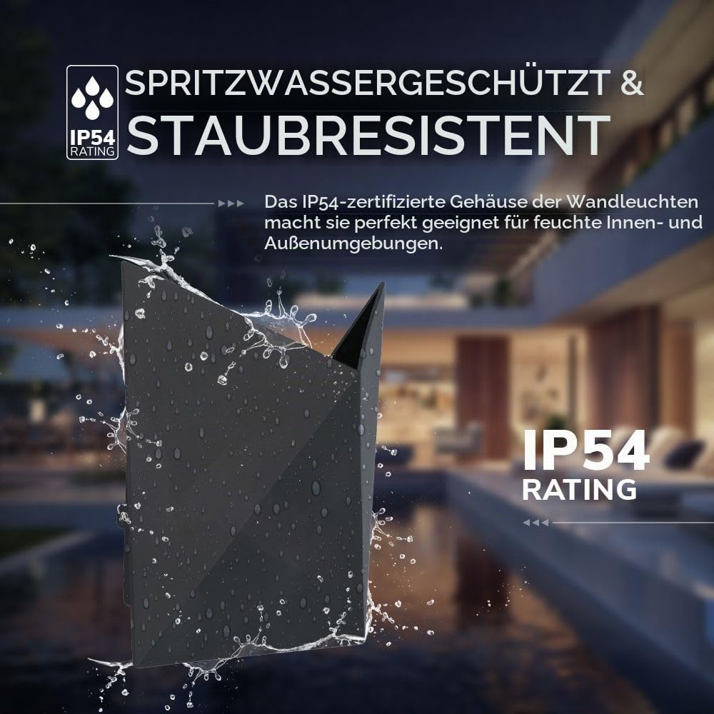 Hoftronic Tria Wandleuchte Uplight Schwarz IP54