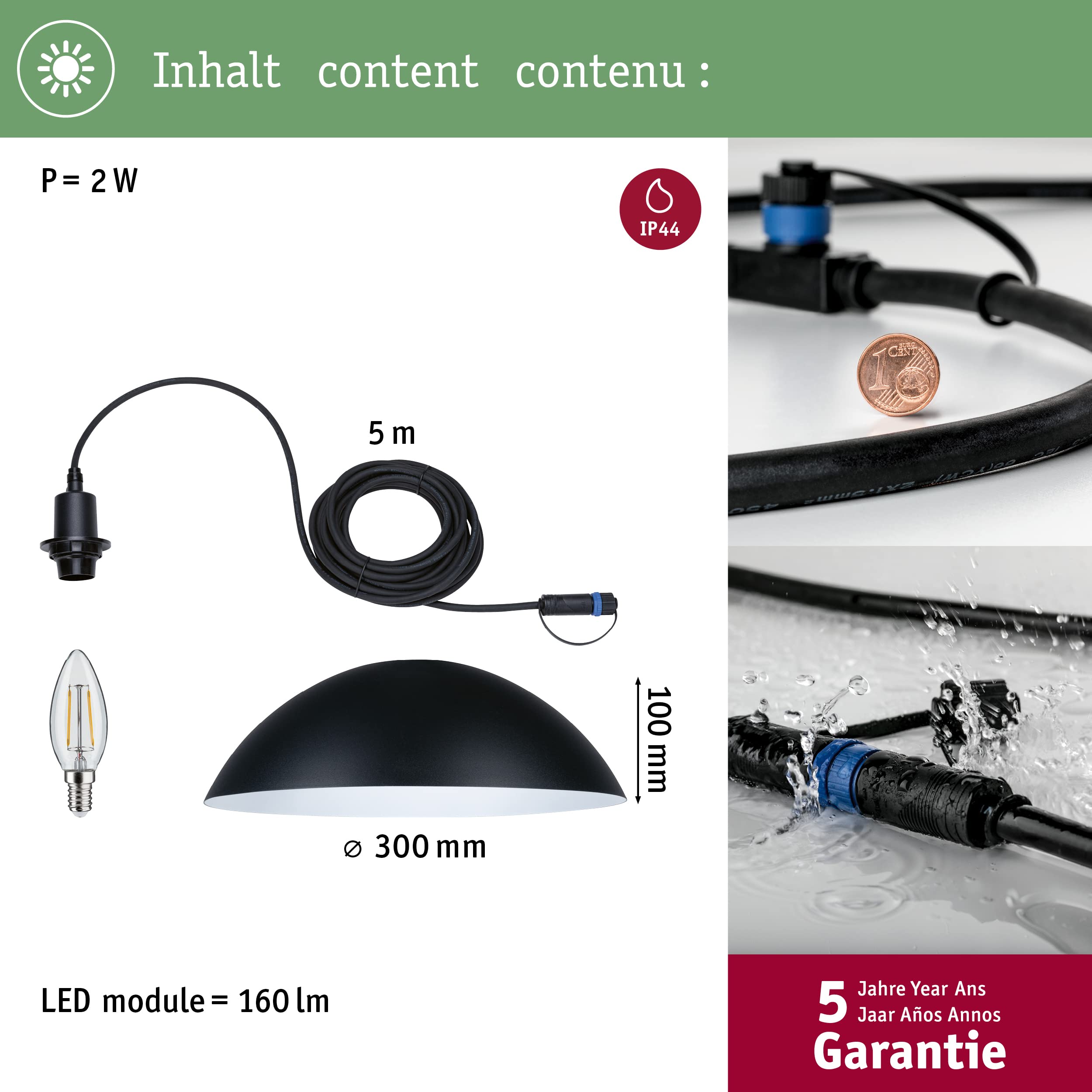 Paulmann Plug & Shine Mapalo 93103 Pendelleuchte IP65 3000K
