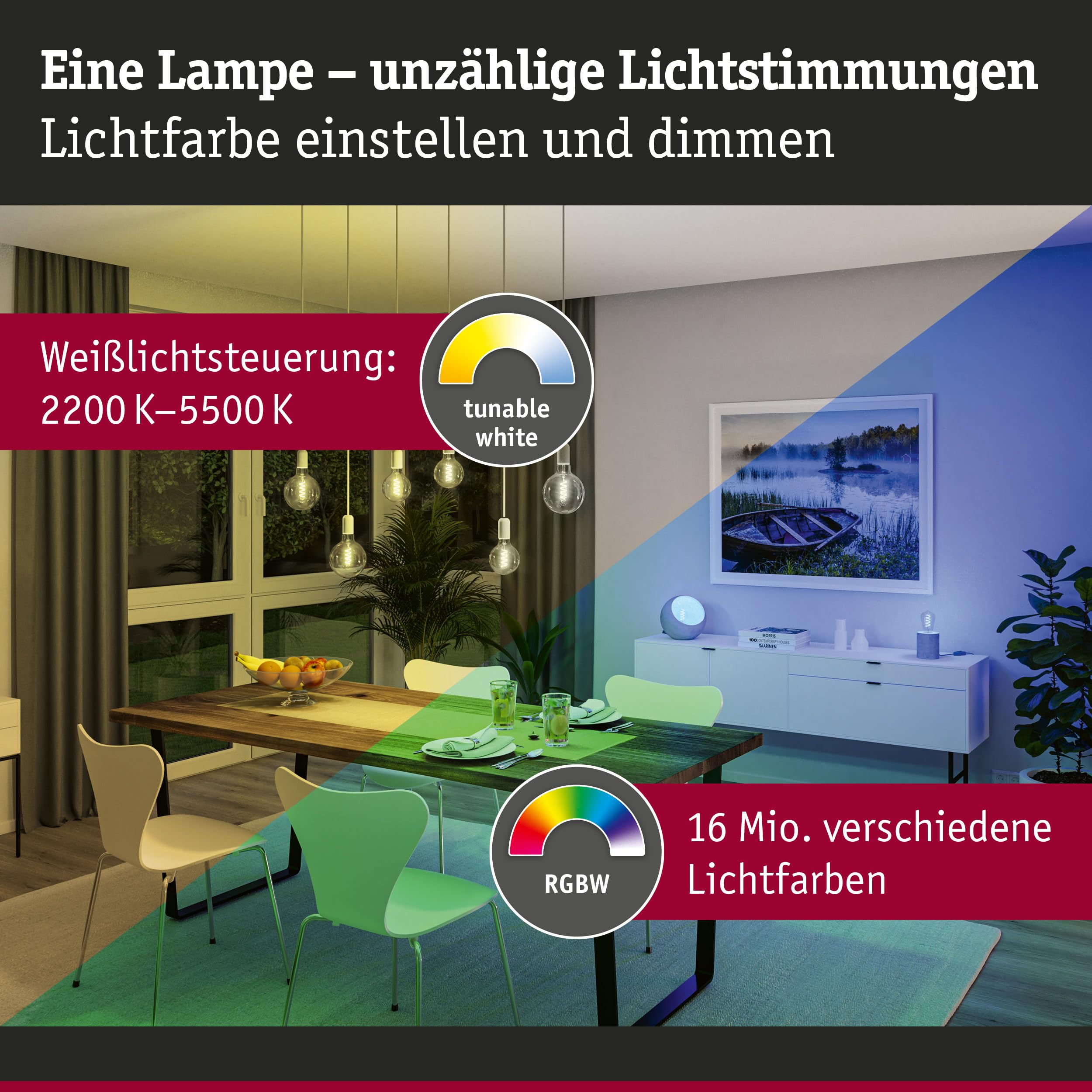 Paulmann Filament 5282 LED Birne E27 3er Set Gold RGBW