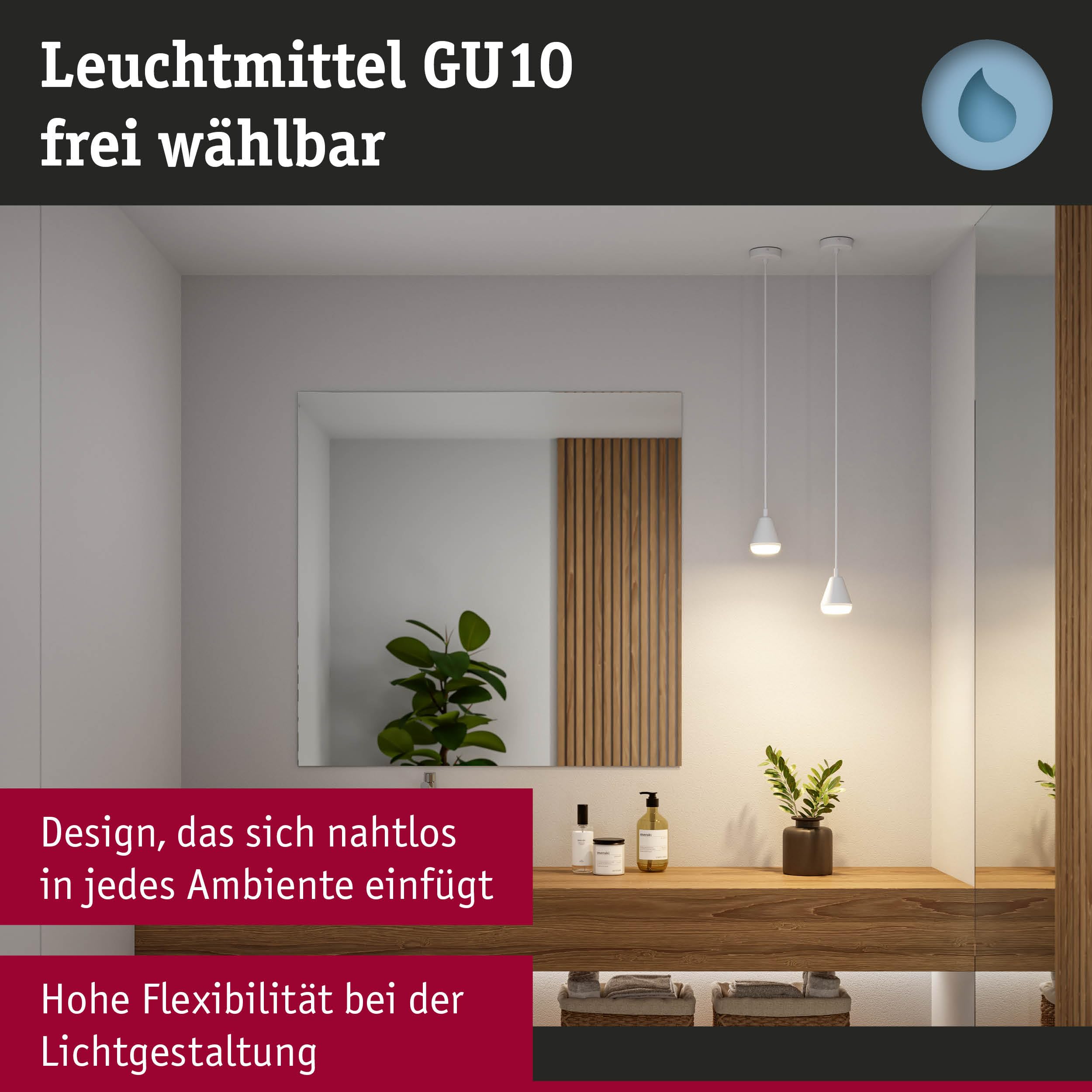 Paulmann Luia 76991 Pendelleuchte GU10 satin weiß IP44