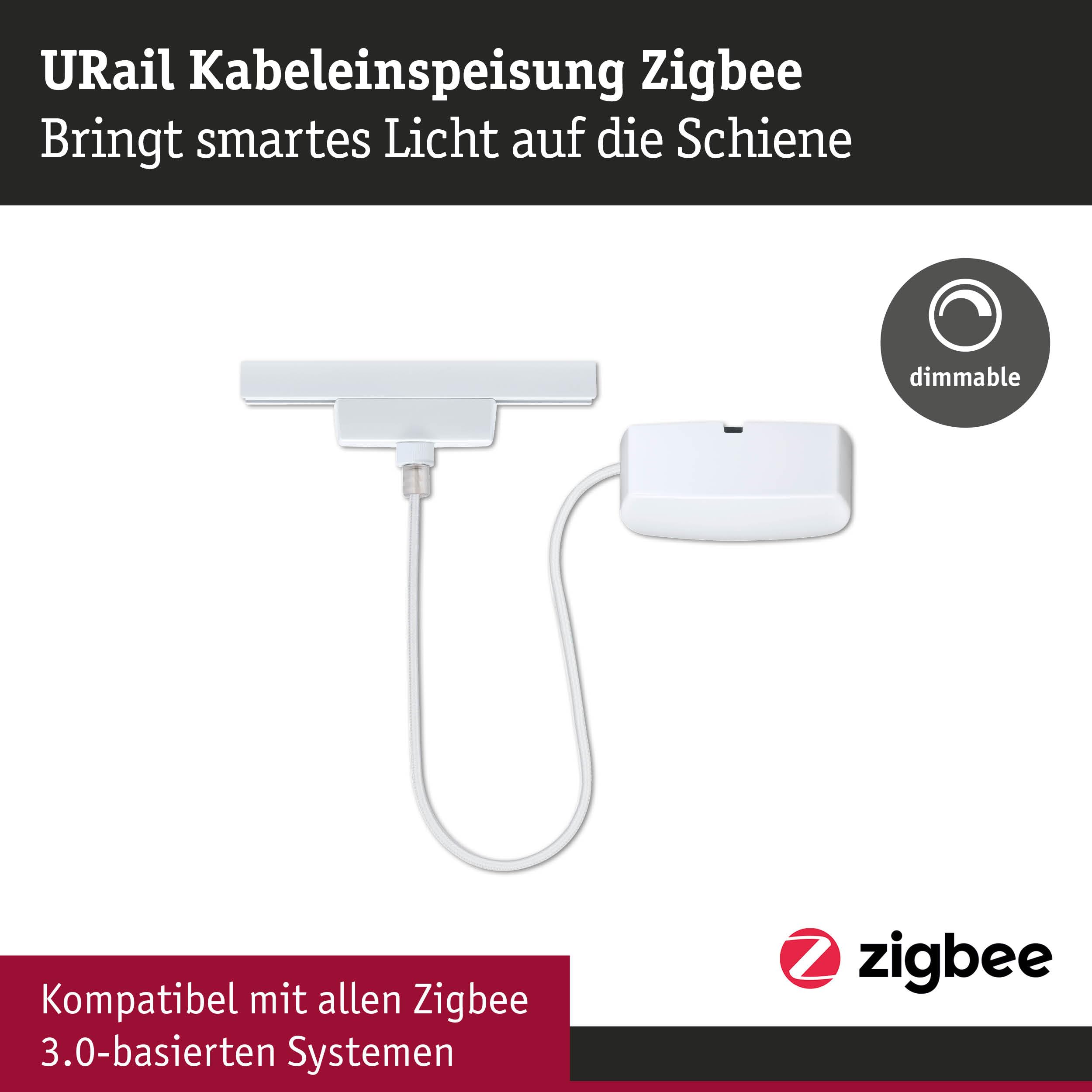 Paulmann URail 95671 Einspeisung Zigbee 3.0 Signalweiß 1m dimmbar