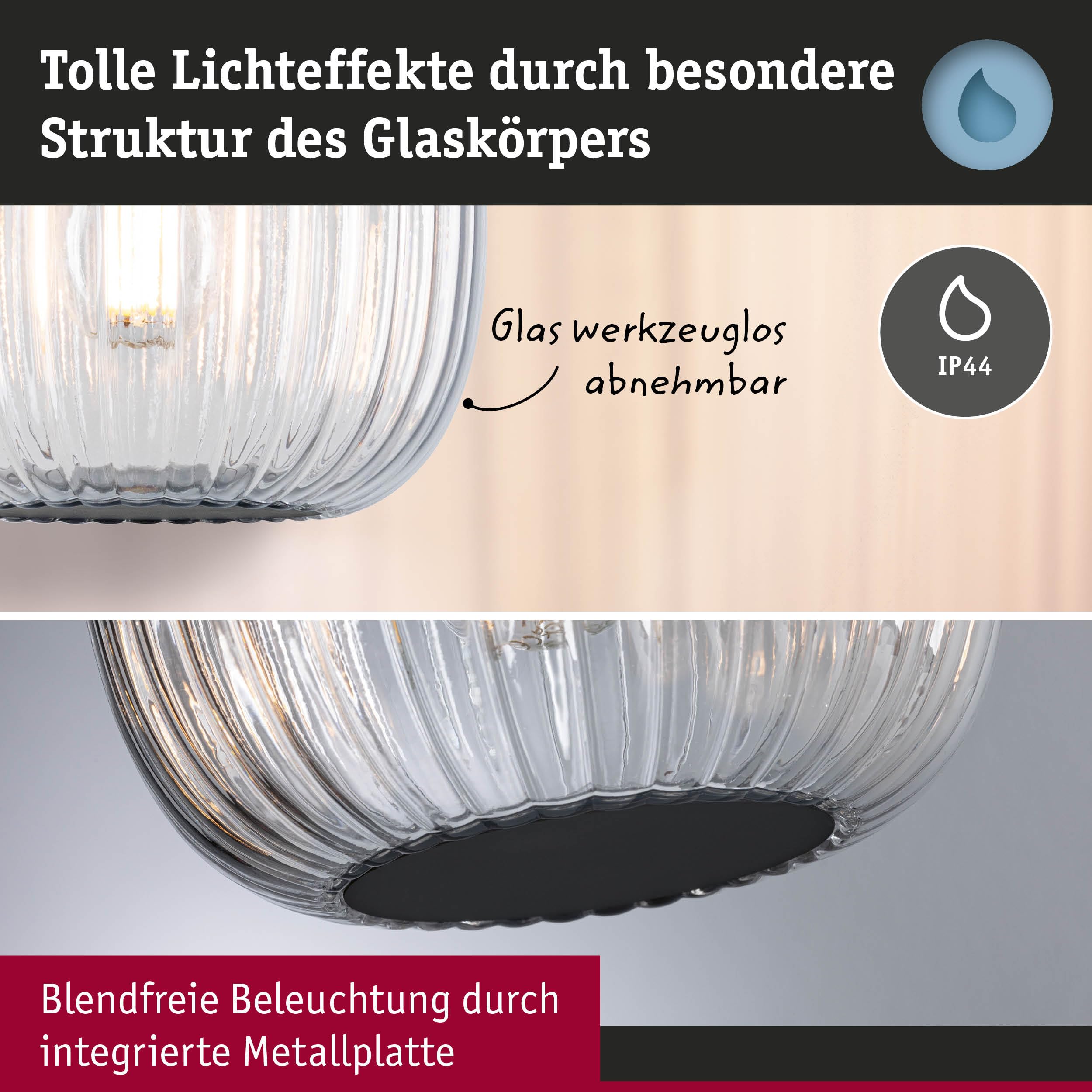 Paulmann Ruya 71147 Pendelleuchte schwarz matt IP44