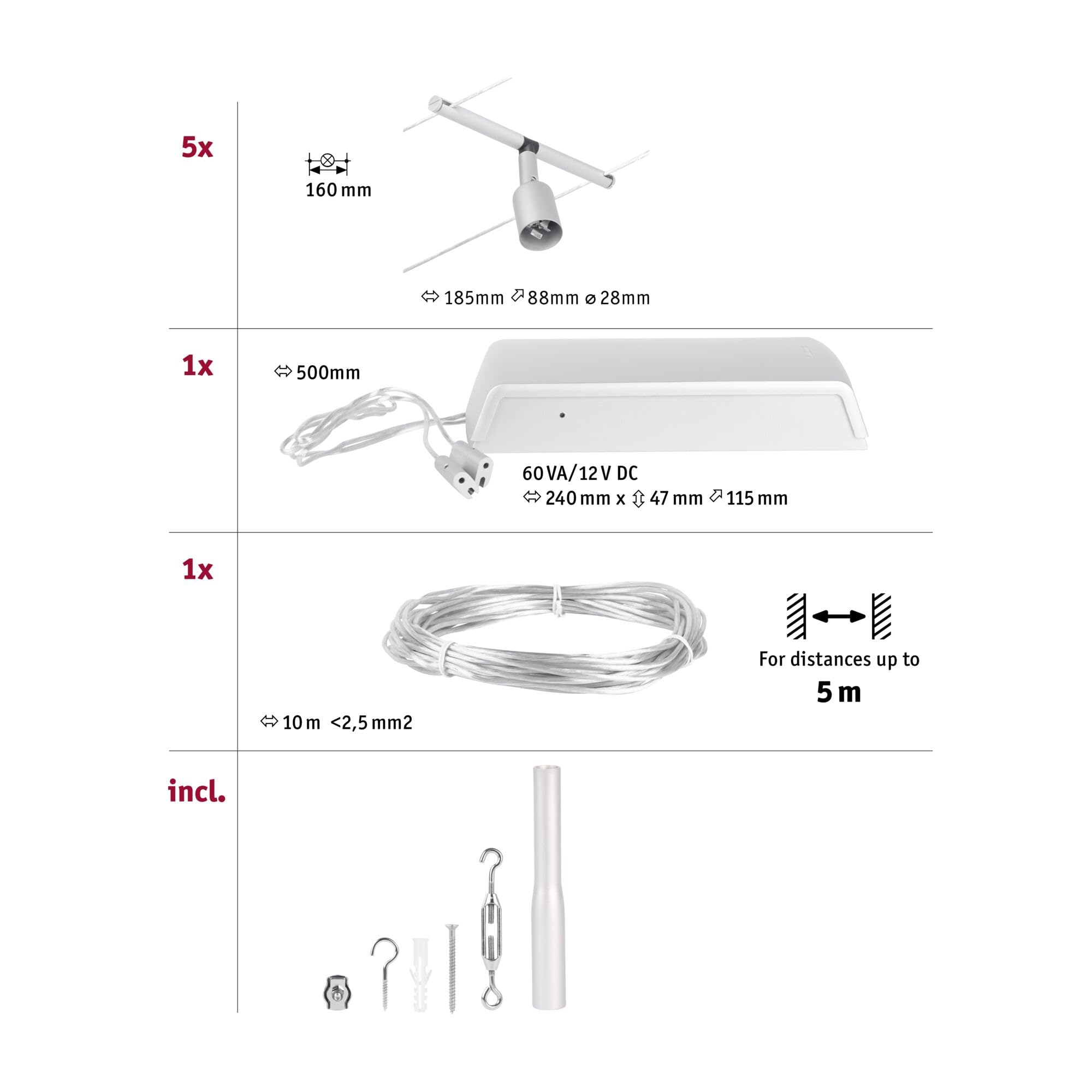 Paulmann Salt Wire Set Seilsystem GU5,3 chrom matt Set