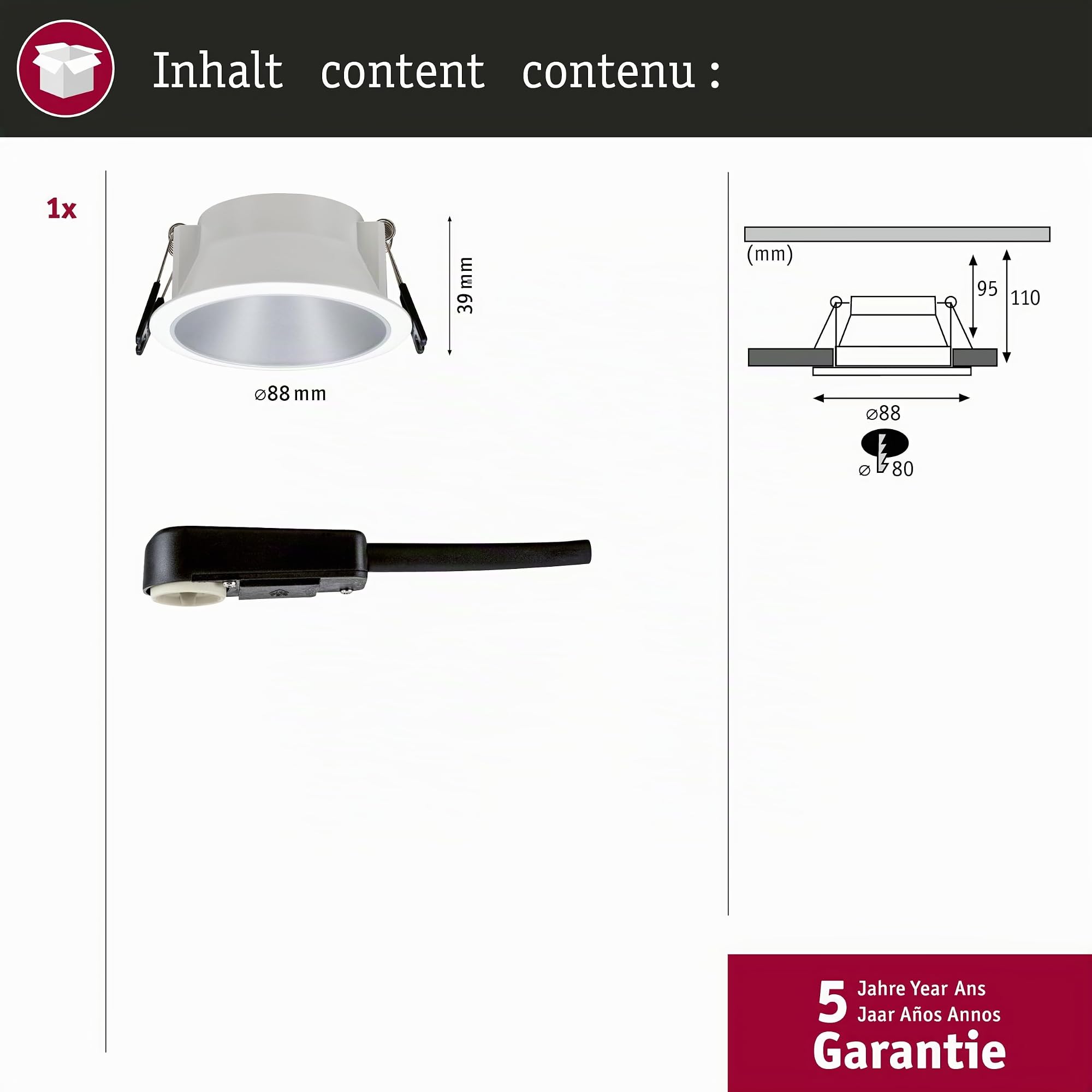 Paulmann Cole 93398 Einbaustrahler GU10 weiß matt rund