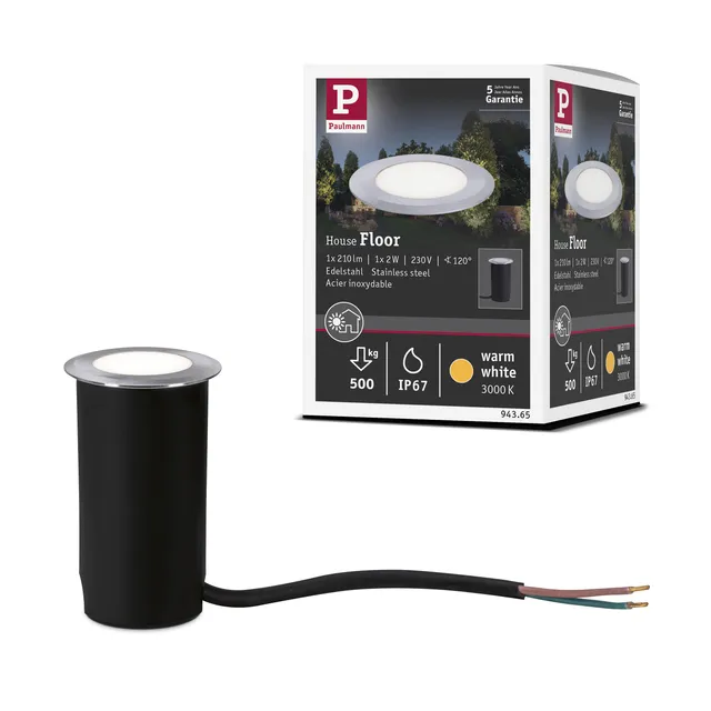 Paulmann 94365 Bodeneinbauleuchte Edelstahl rund warmweiß