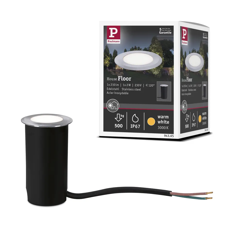 Paulmann 94365 Bodeneinbauleuchte Edelstahl rund warmweiß